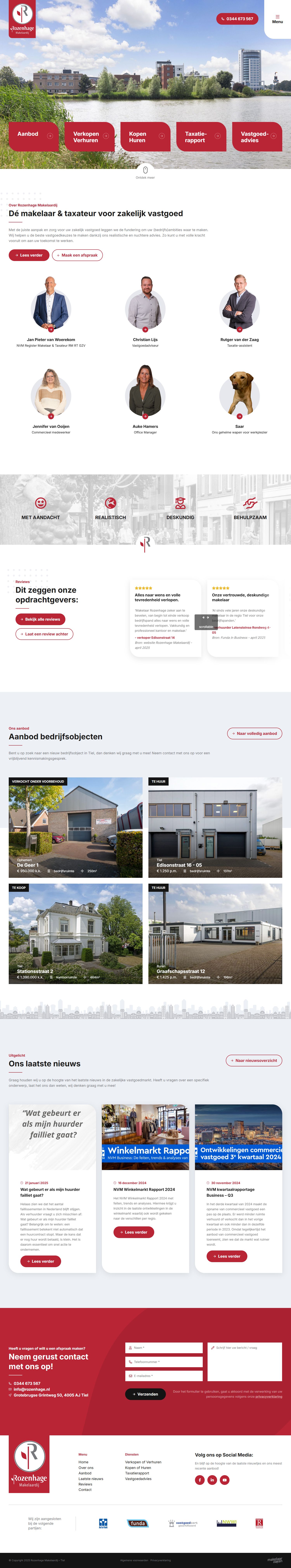 Screenshot van de website van www.rozenhage.nl