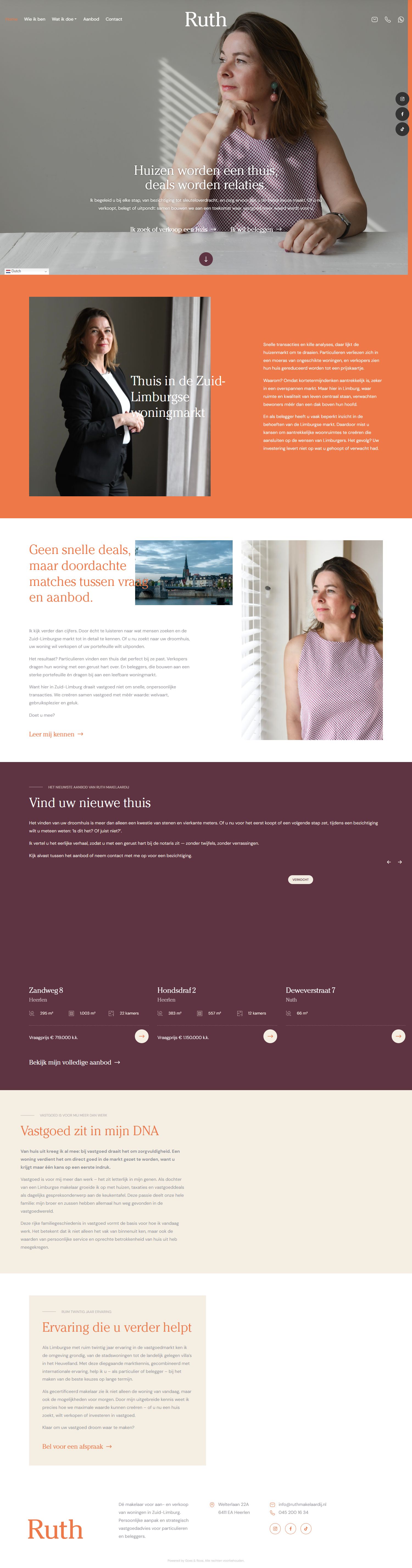 Screenshot van de website van www.ruthmakelaardij.nl