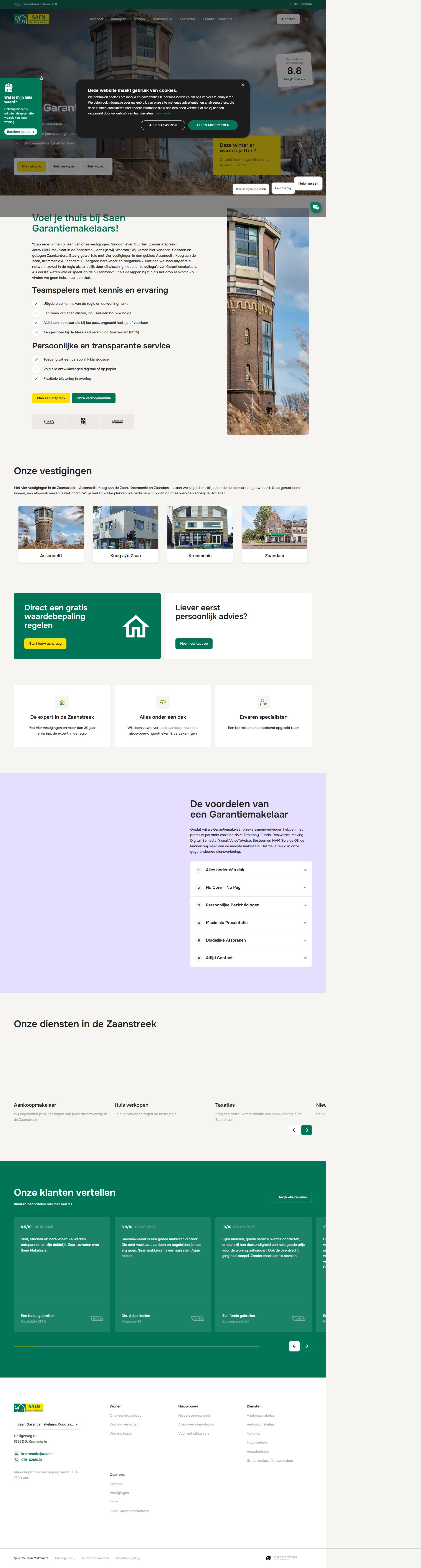 Screenshot van de website van www.saen.nl