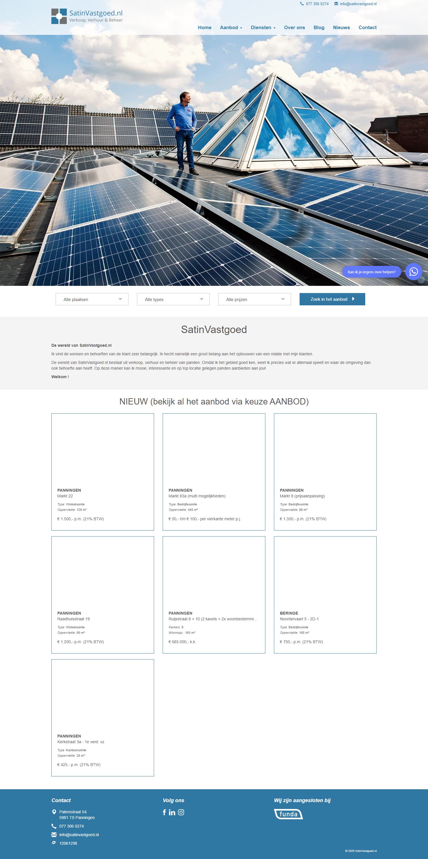 Screenshot van de website van www.satinvastgoed.nl