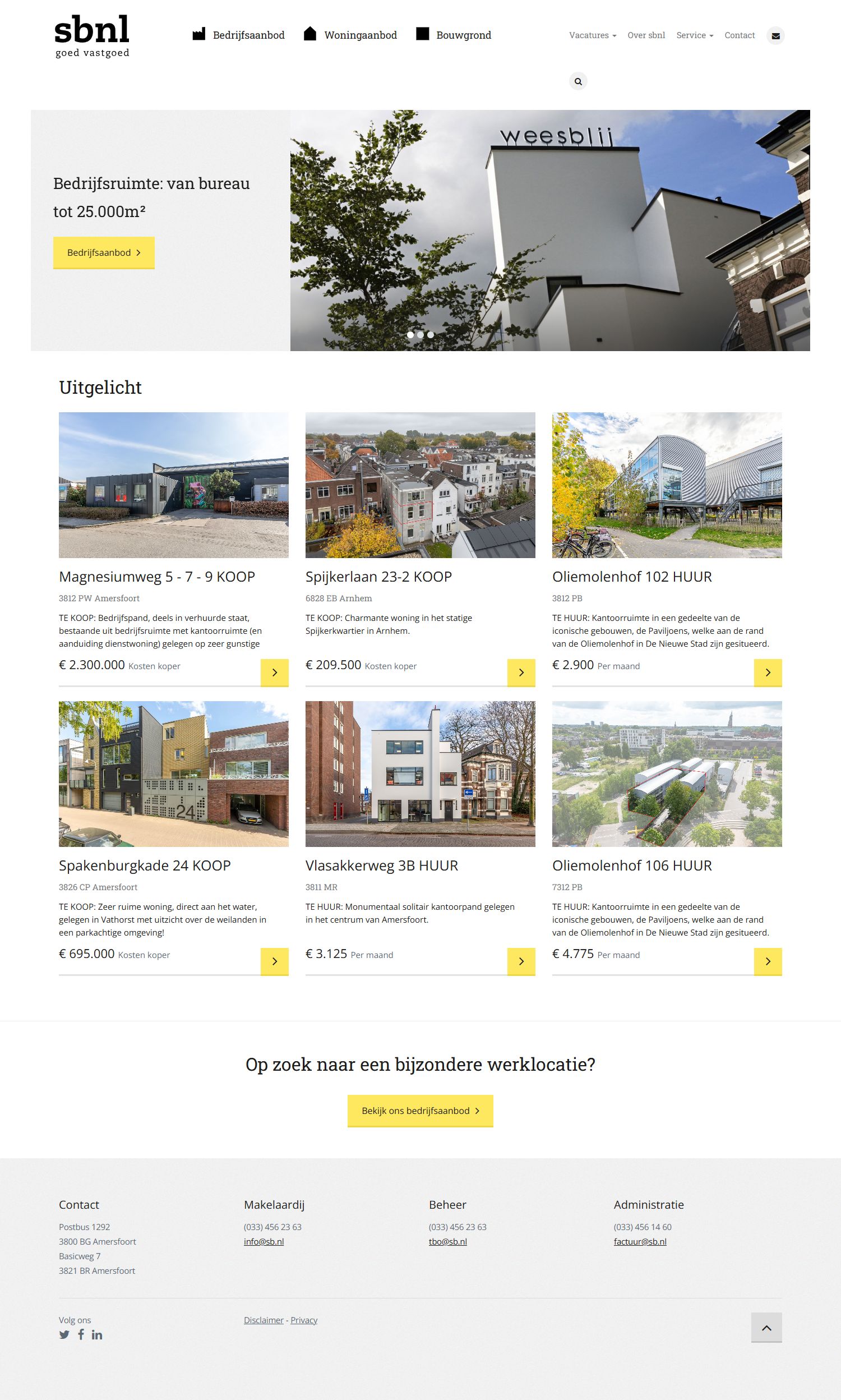 Screenshot van de website van www.sb.nl