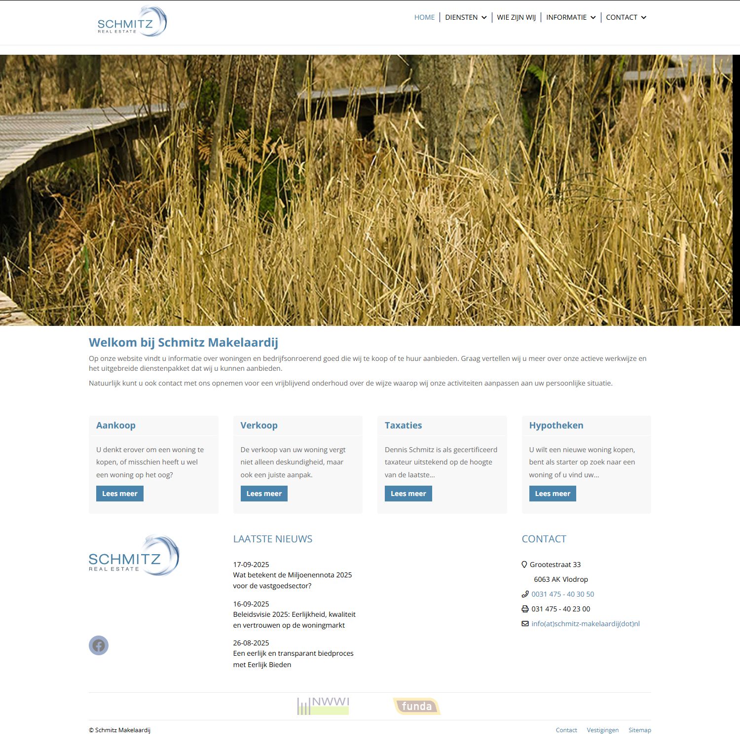 Screenshot van de website van www.schmitz-makelaardij.nl