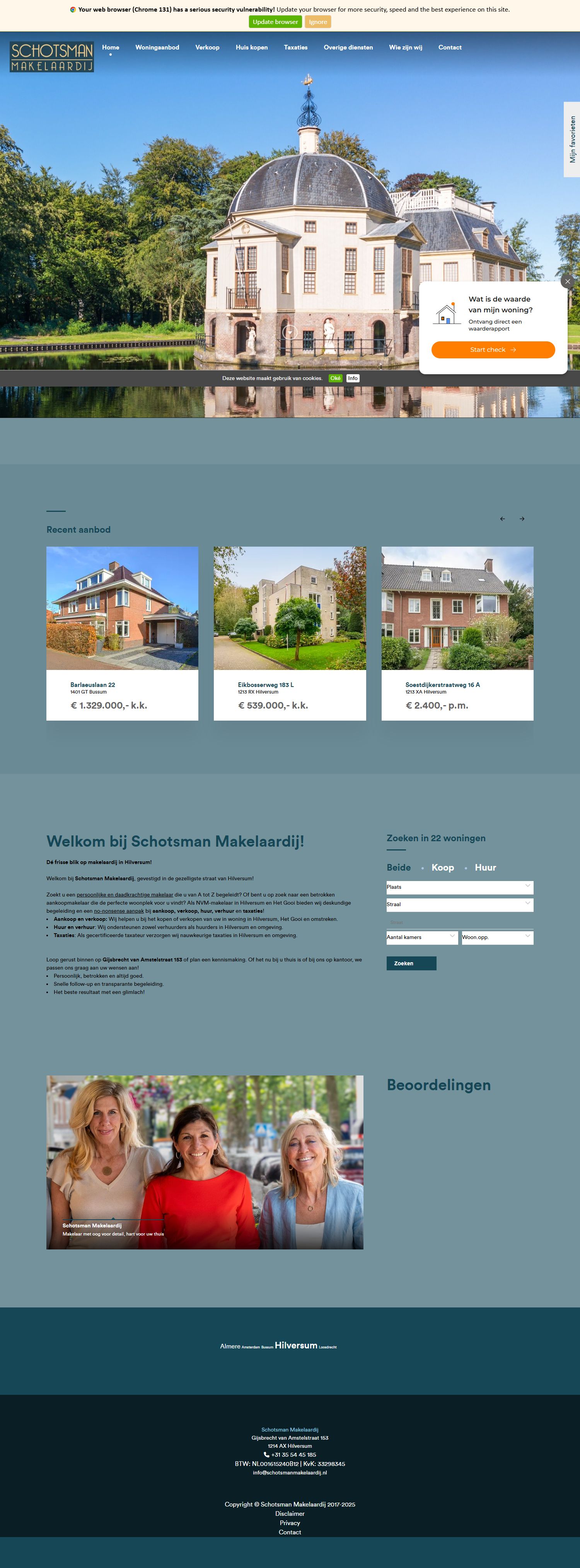 Screenshot van de website van www.schotsmanmakelaardij.nl