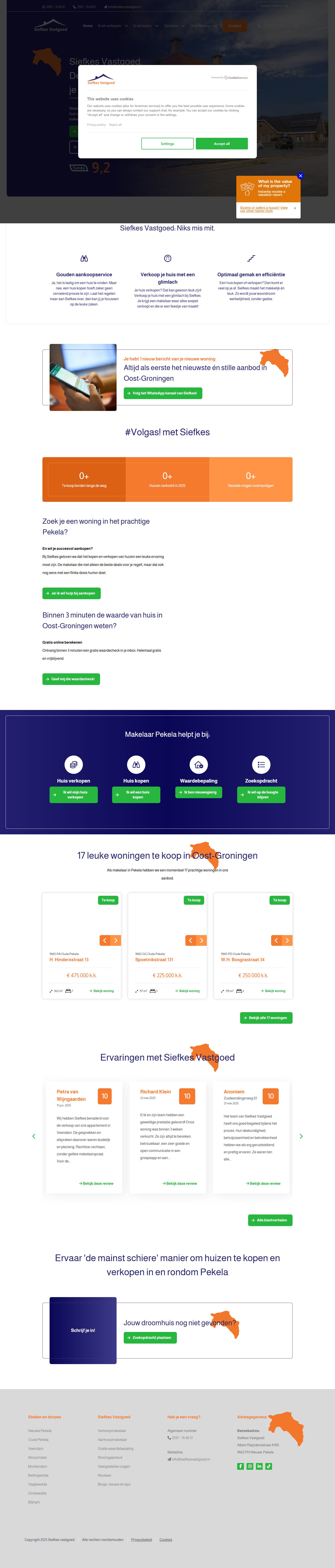 Screenshot van de website van www.siefkesvastgoed.nl