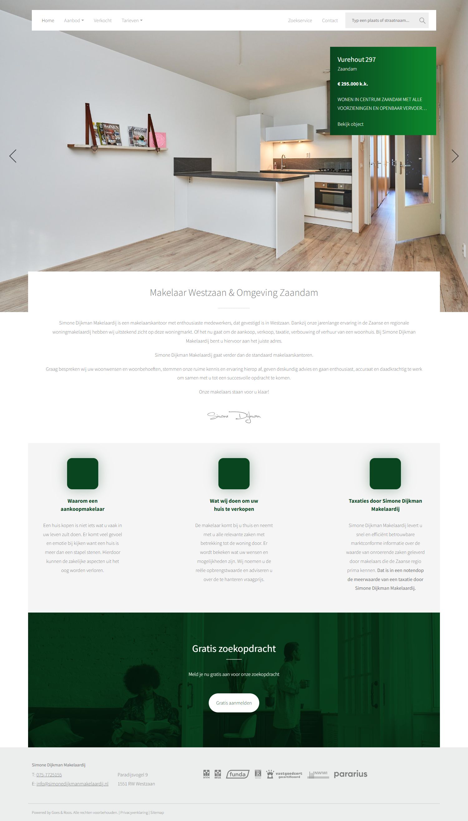 Screenshot van de website van www.simonedijkman.nl