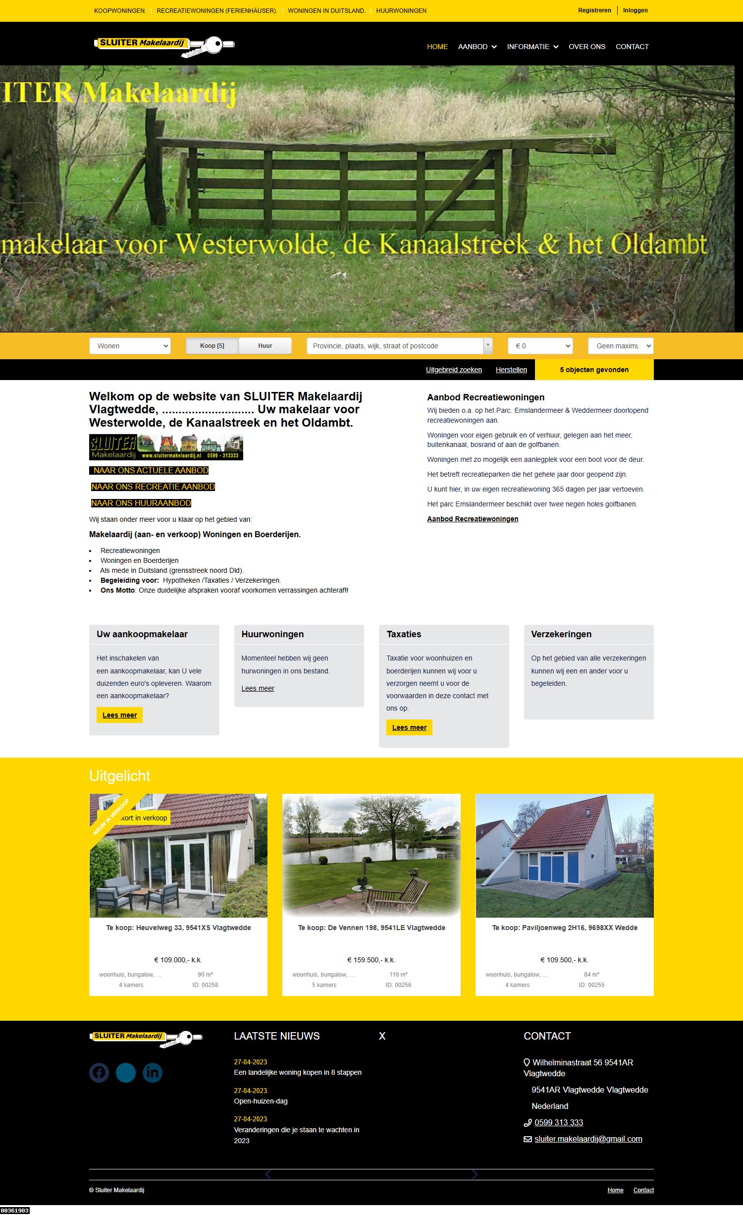 Kantoorfoto SLUITER Makelaardij Vlagtwedde
