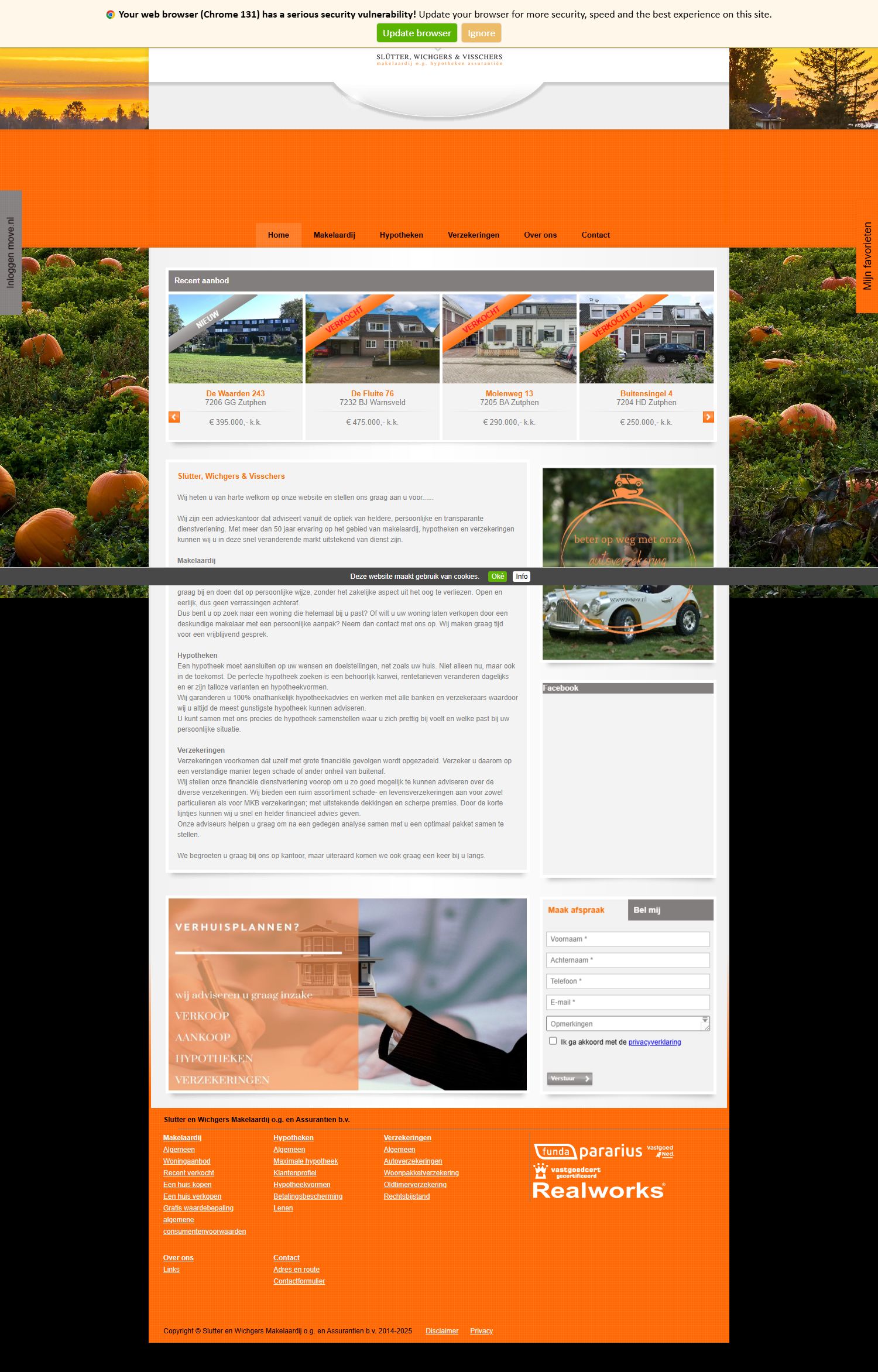 Screenshot van de website van www.s-w-v.nl