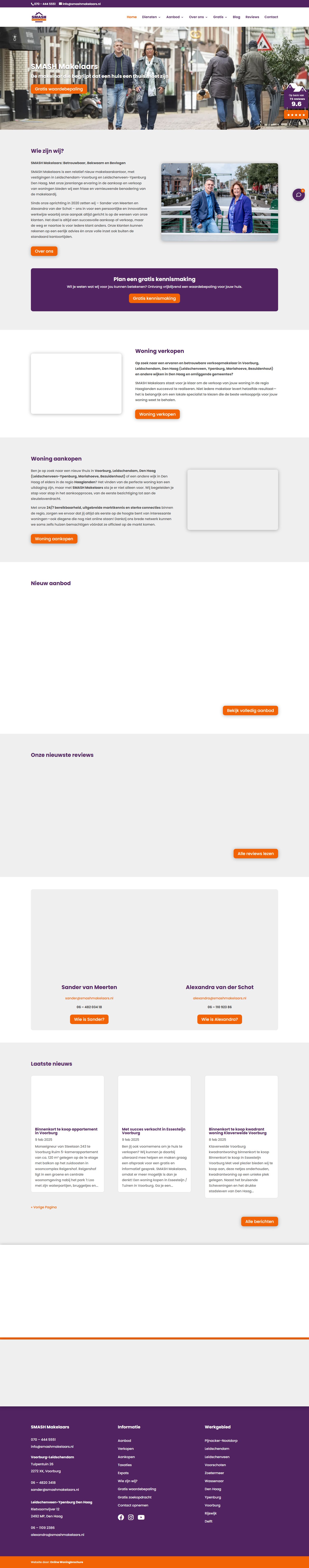 Screenshot van de website van www.smashmakelaars.nl