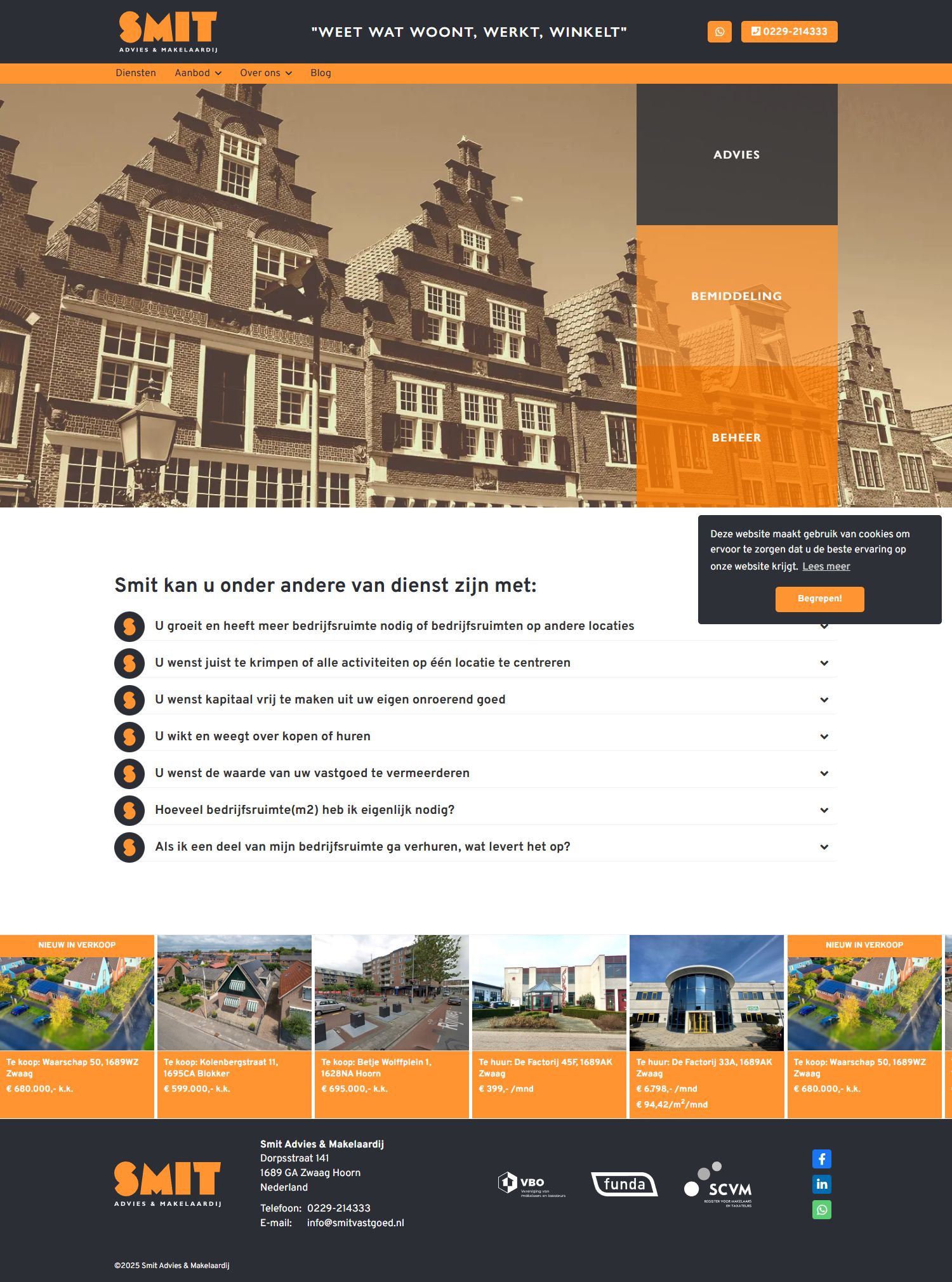 Screenshot van de website van www.smitvastgoed.nl