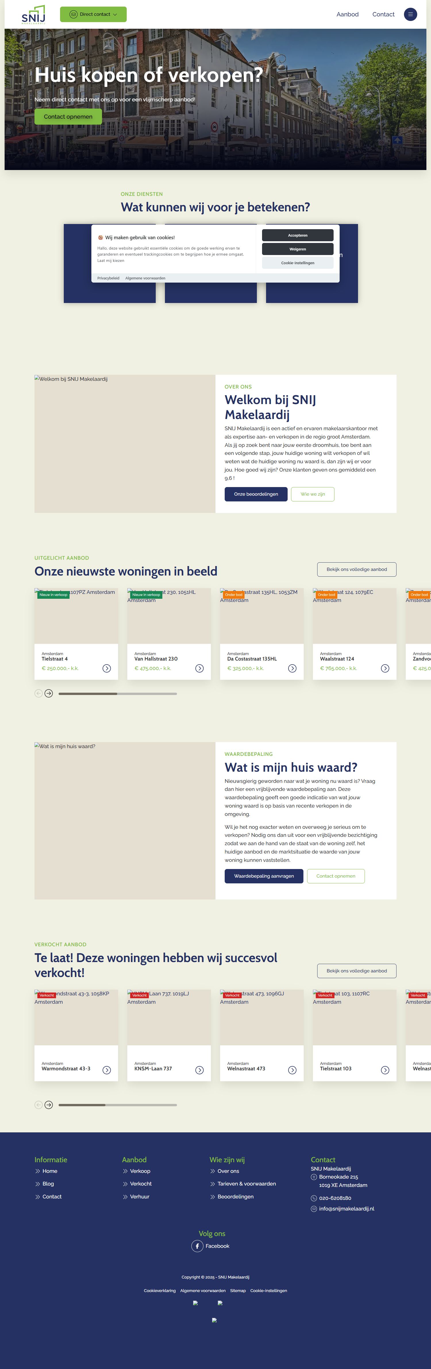 Screenshot van de website van www.snijmakelaardij.nl