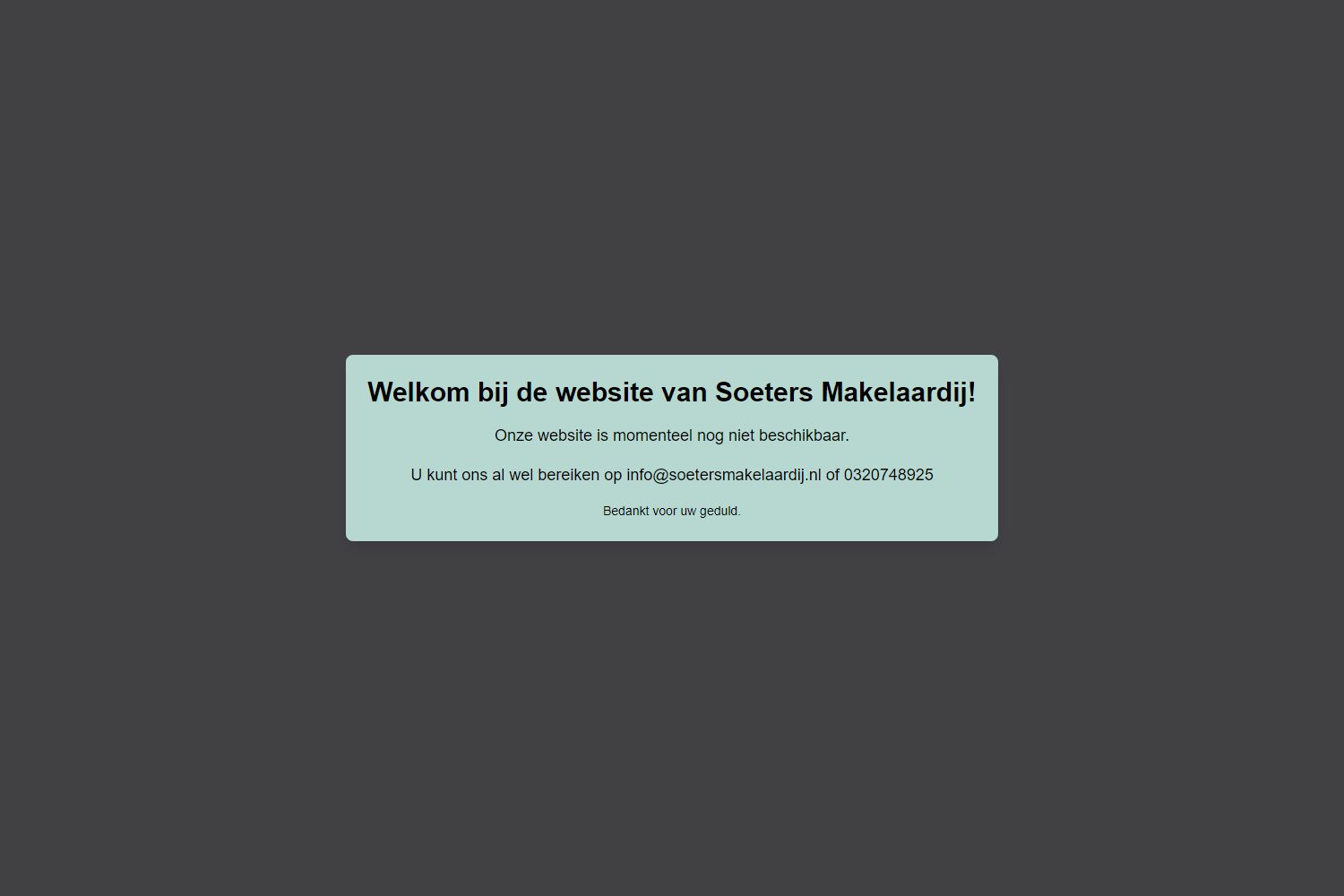 Screenshot van de website van soetersmakelaardij.nl