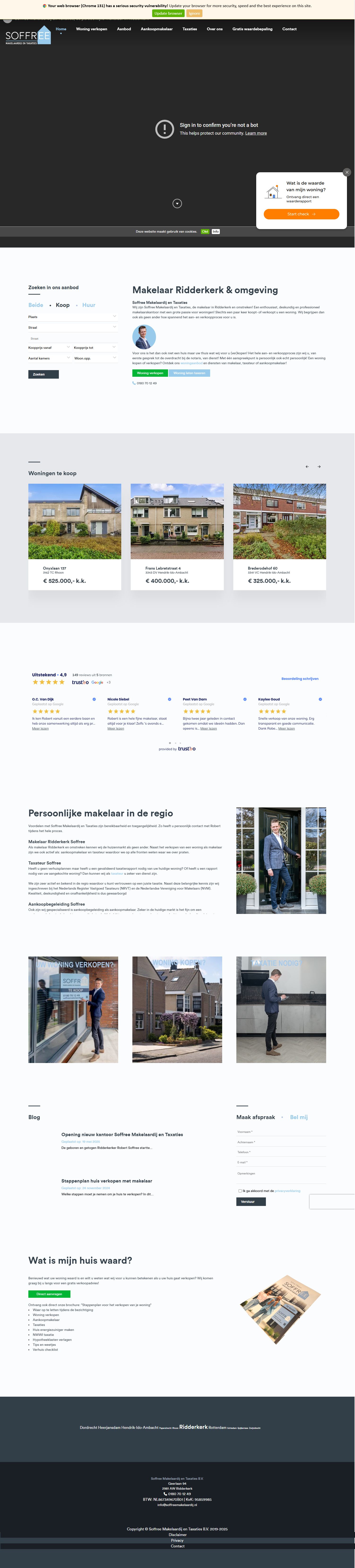 Screenshot van de website van www.soffreemakelaardij.nl