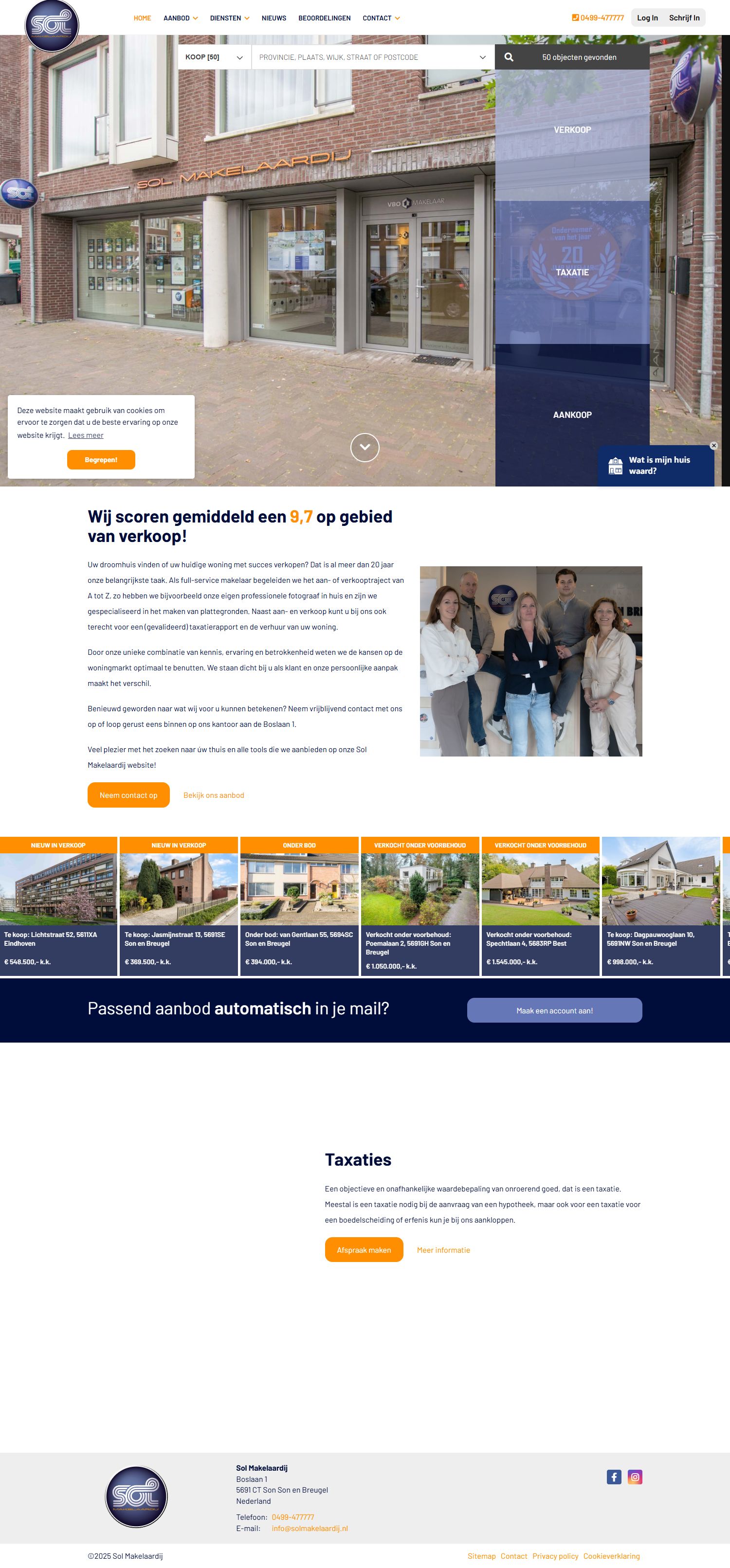 Screenshot van de website van www.woon-huis.nl