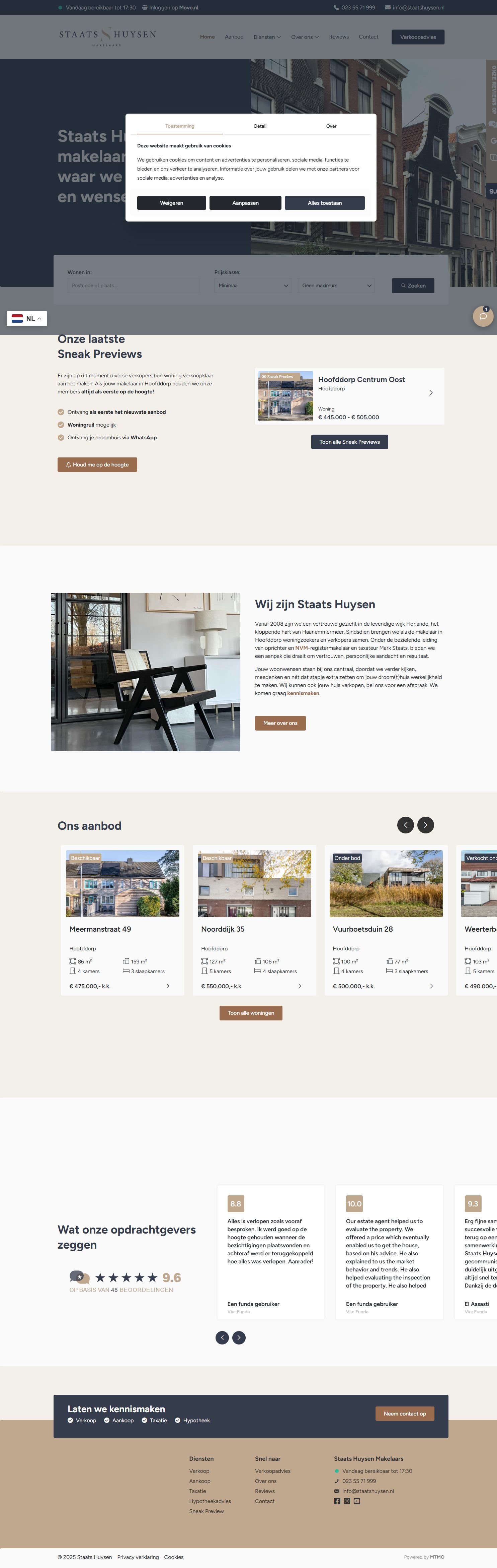 Screenshot van de website van www.staatshuysen.nl