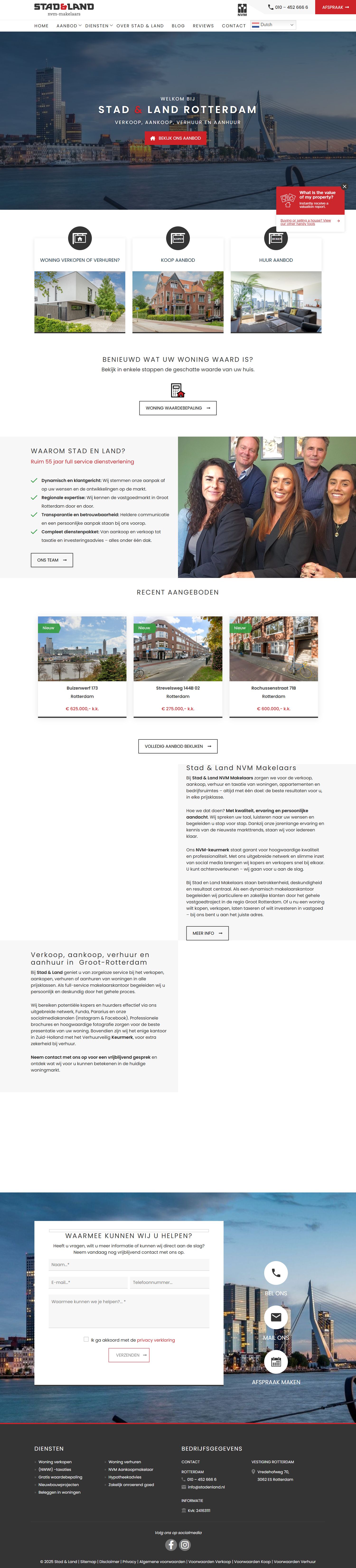 Screenshot van de website van www.stadenland.nl