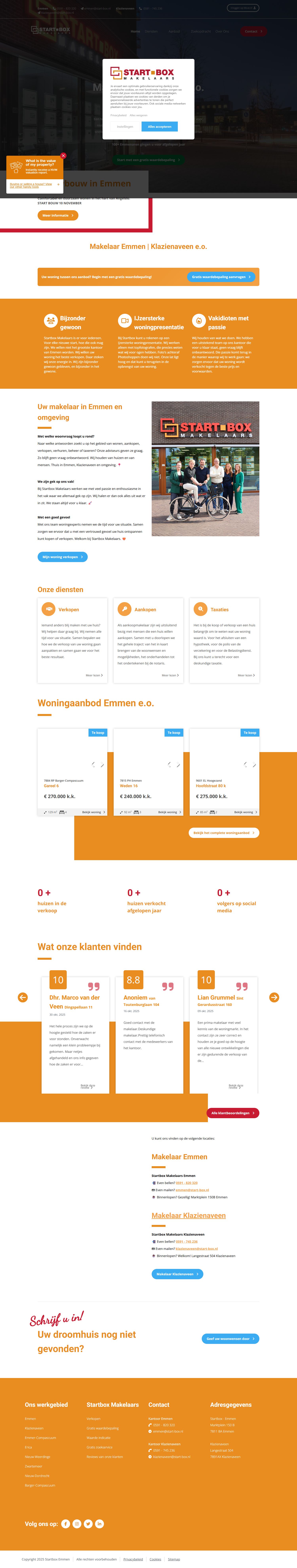 Screenshot van de website van www.start-box.nl