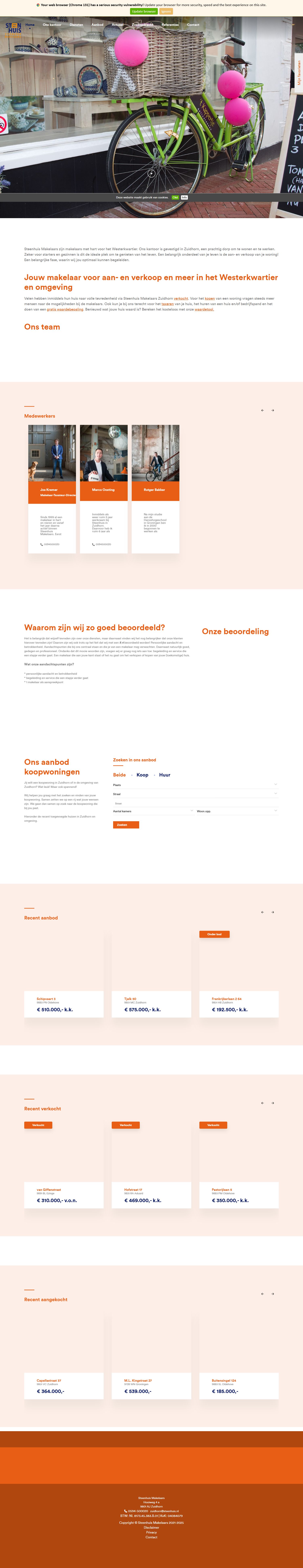 Screenshot van de website van www.steenhuiszuidhorn.nl