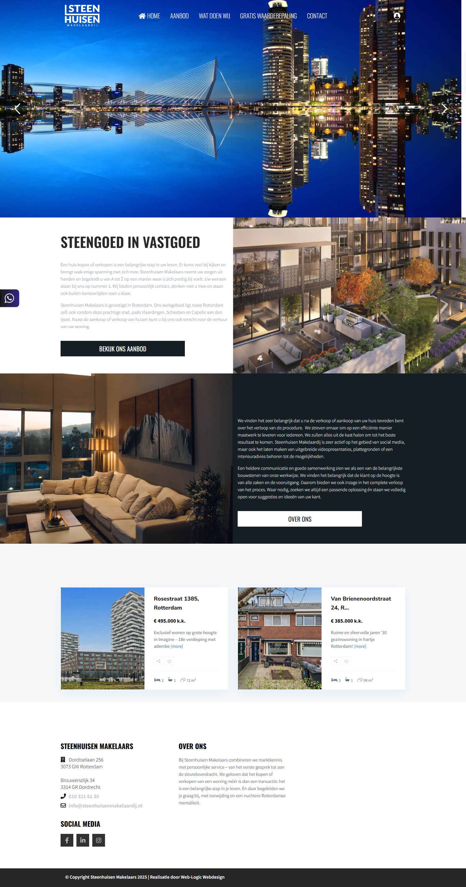 Screenshot van de website van www.steenhuisenmakelaars.nl