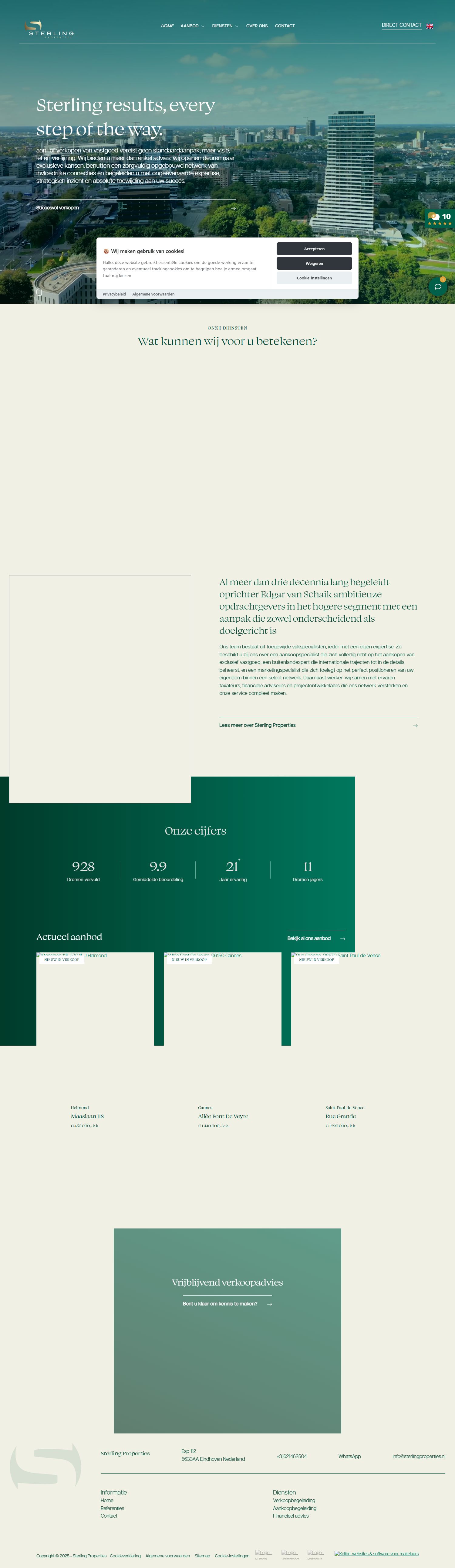 Screenshot van de website van www.sterlingproperties.nl