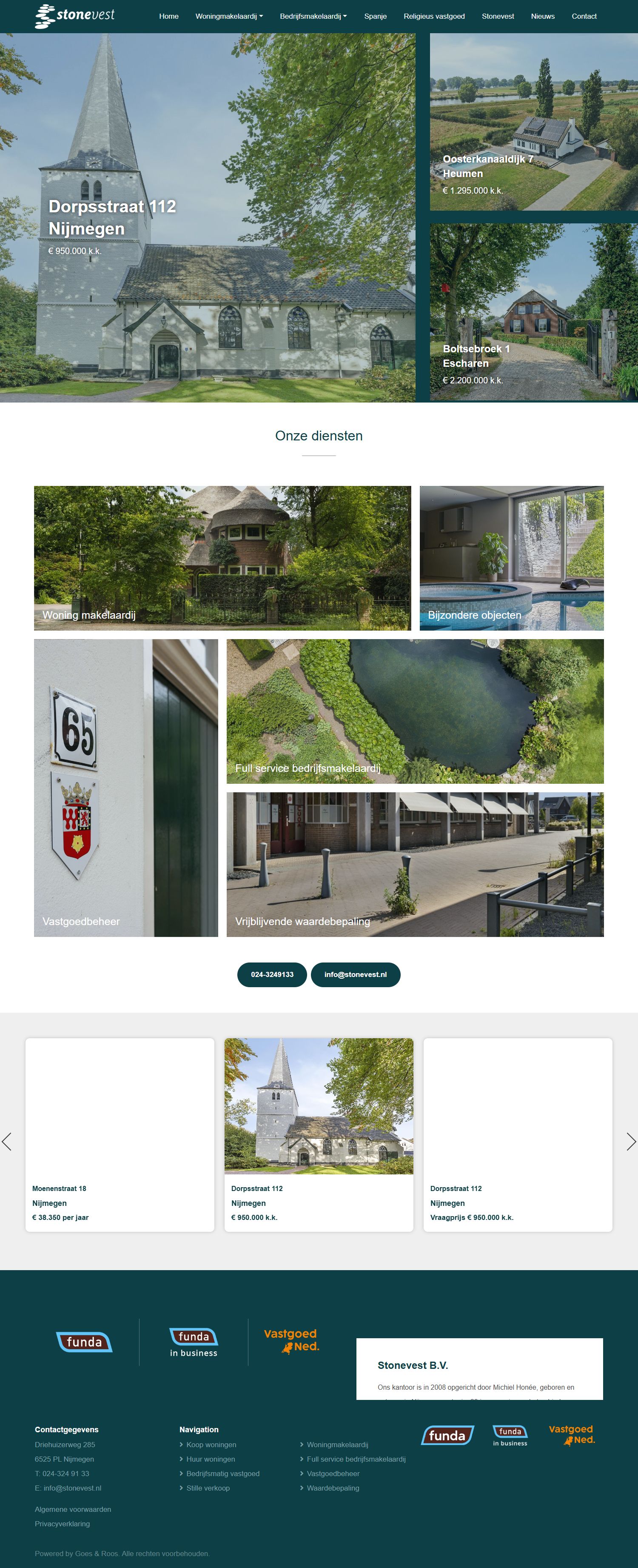 Screenshot van de website van www.stonevest.nl