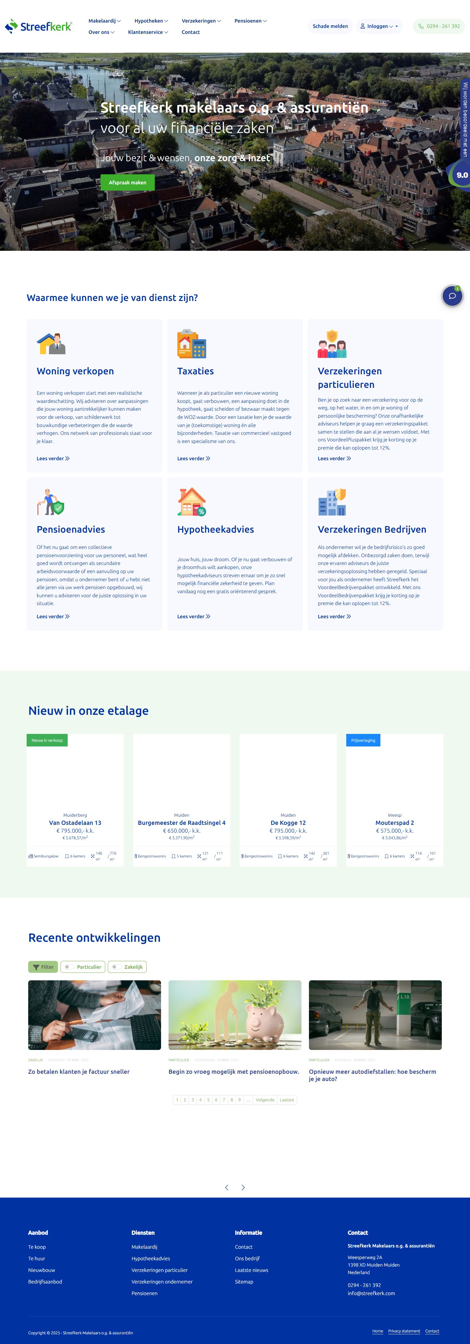 Screenshot van de website van www.streefkerk.com