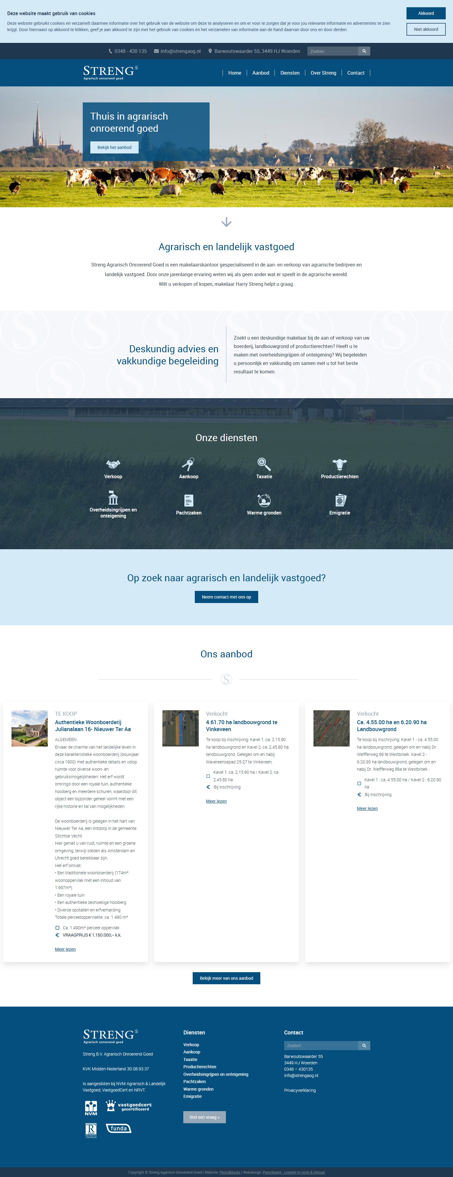 Screenshot van de website van www.strengaog.nl