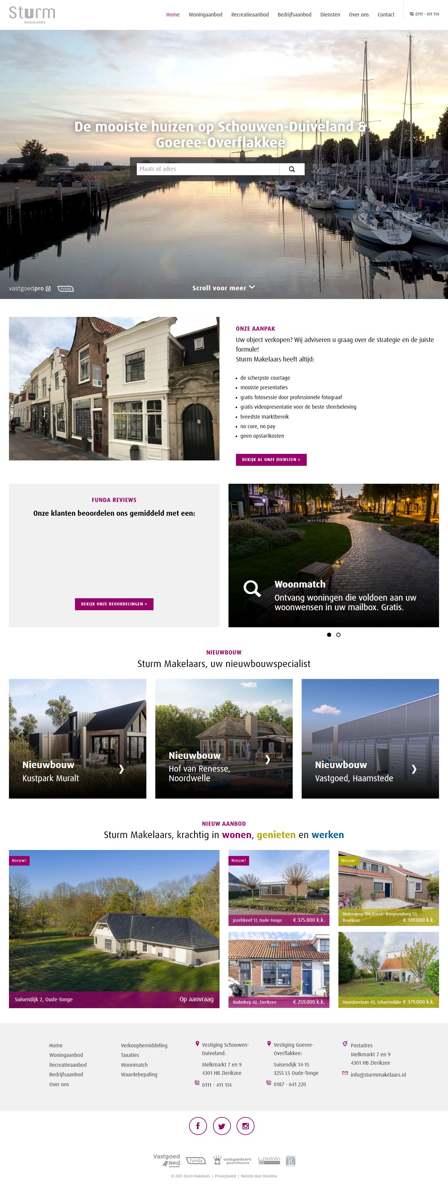 Screenshot van de website van www.sturmmakelaars.nl