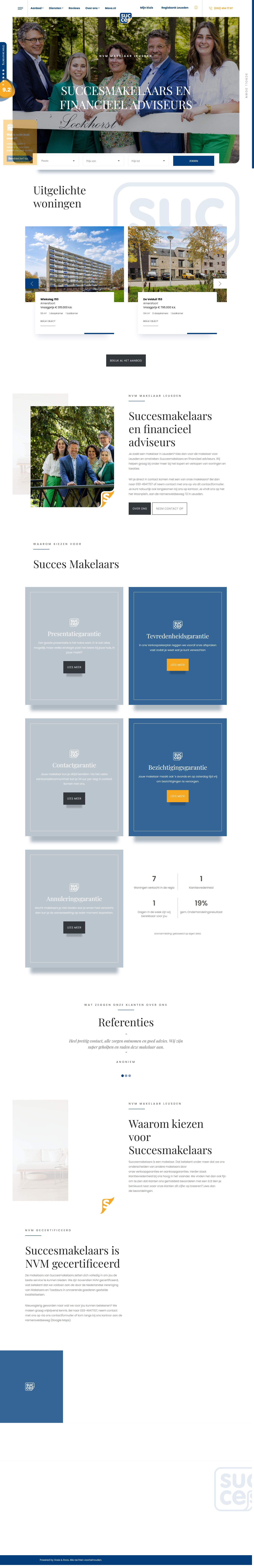 Screenshot van de website van www.succesmakelaars.nl