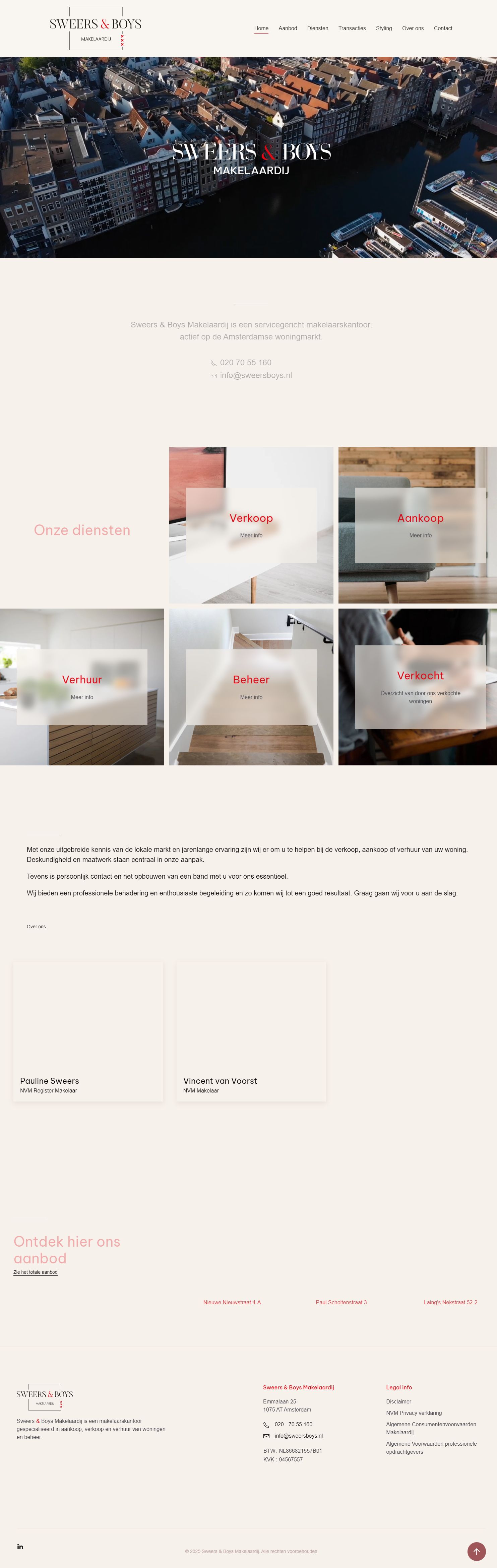 Team foto van Sweers & Boys Makelaardij