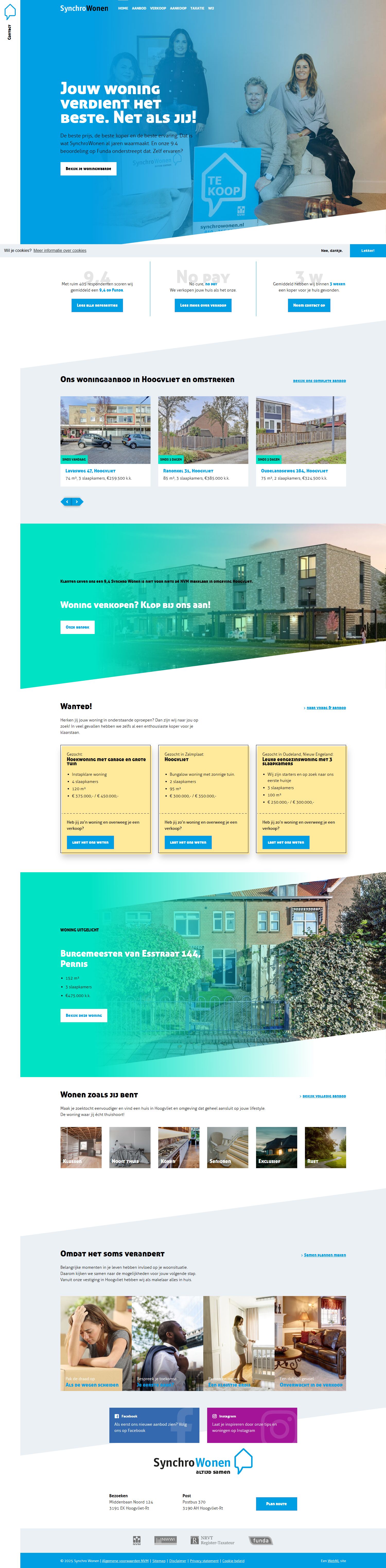 Screenshot van de website van www.synchrowonen.nl