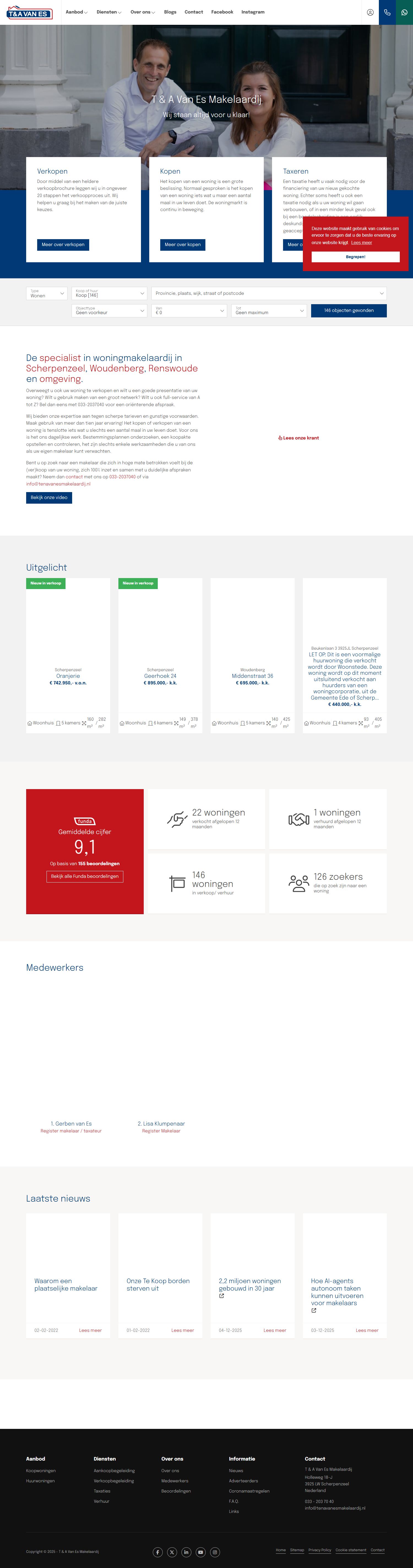 Screenshot van de website van www.tenavanesmakelaardij.nl