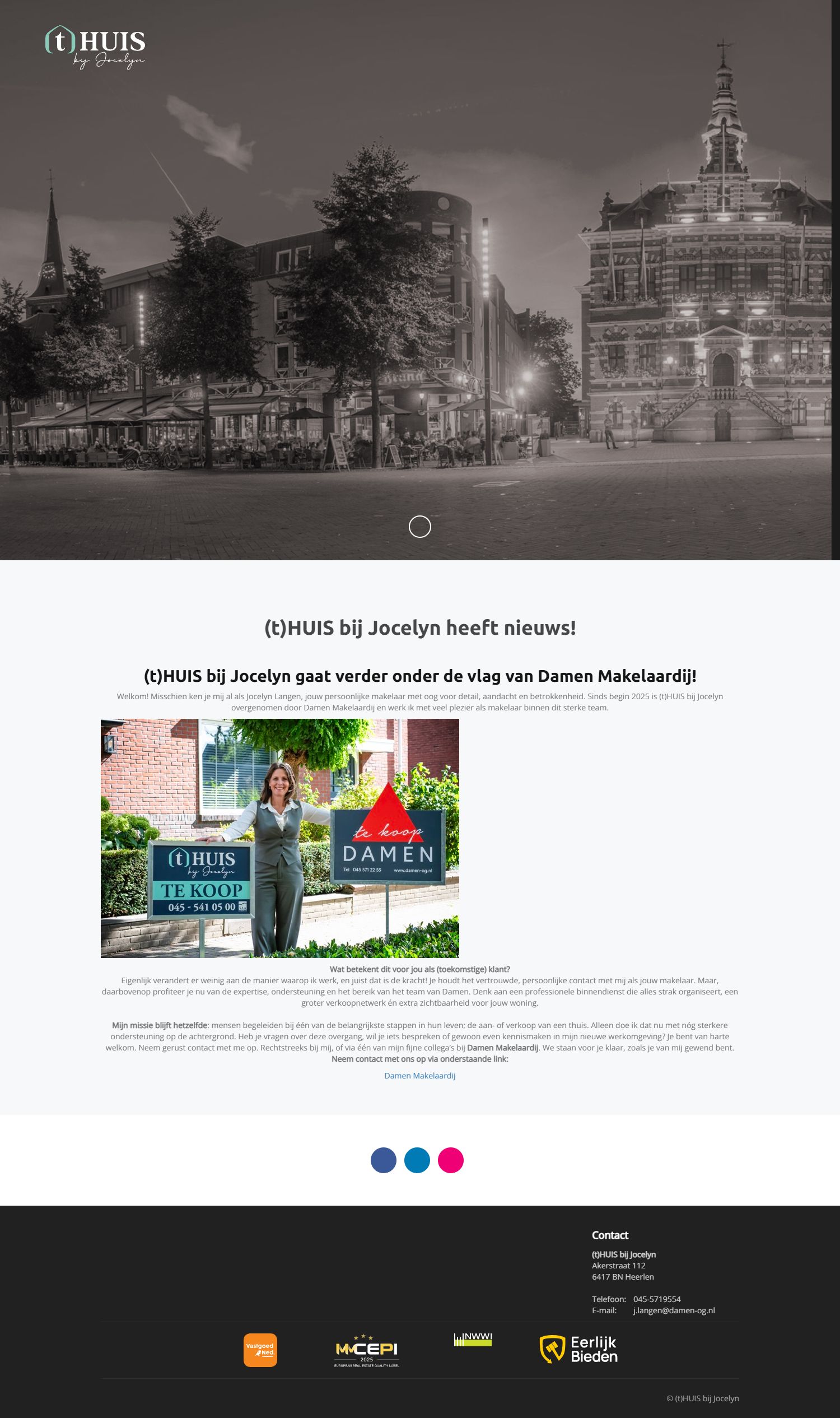 Screenshot van de website van www.thuisbijjocelyn.nl