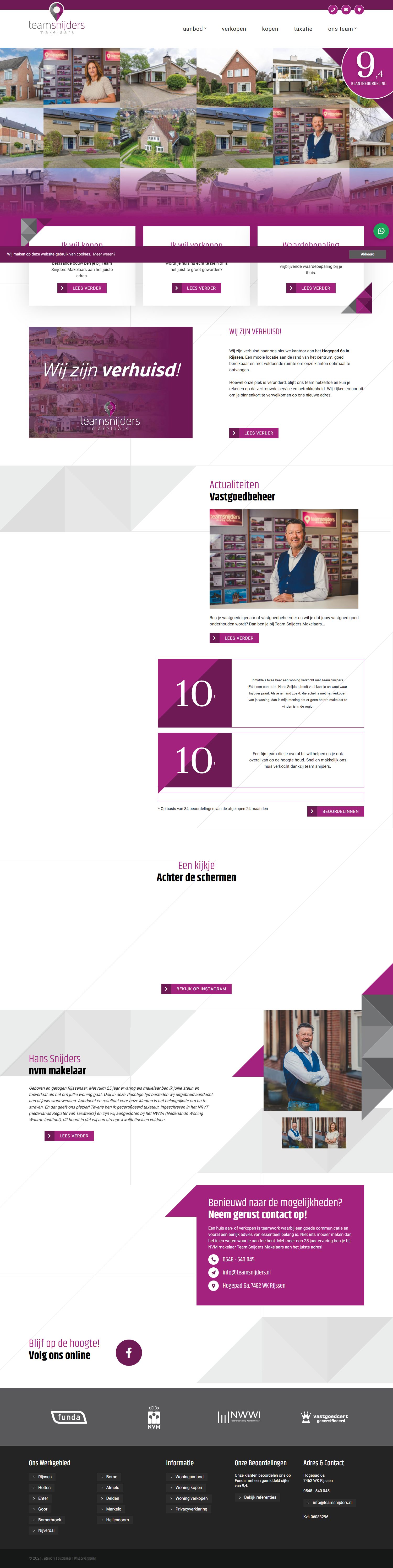 Screenshot van de website van www.teamsnijders.nl