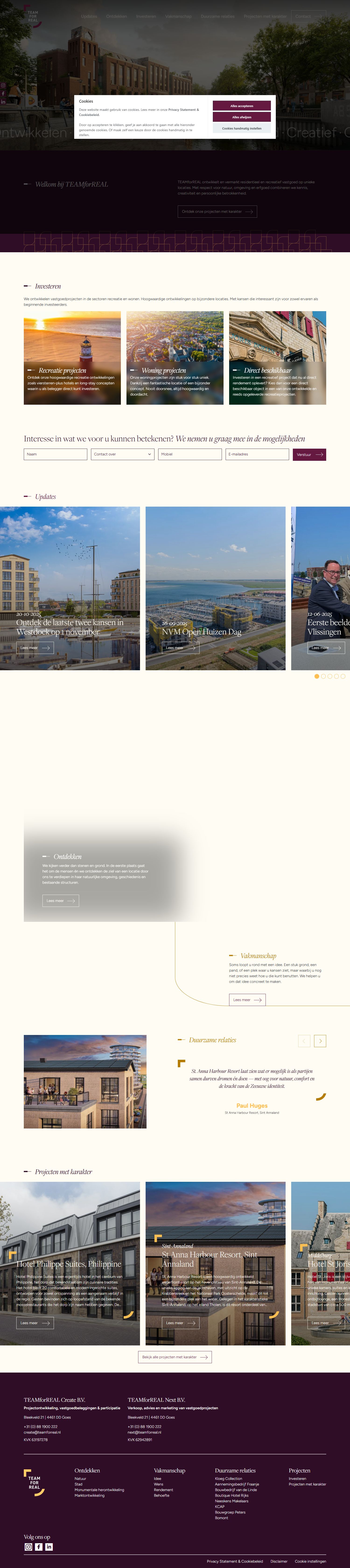 Screenshot van de website van www.teamforreal.nl