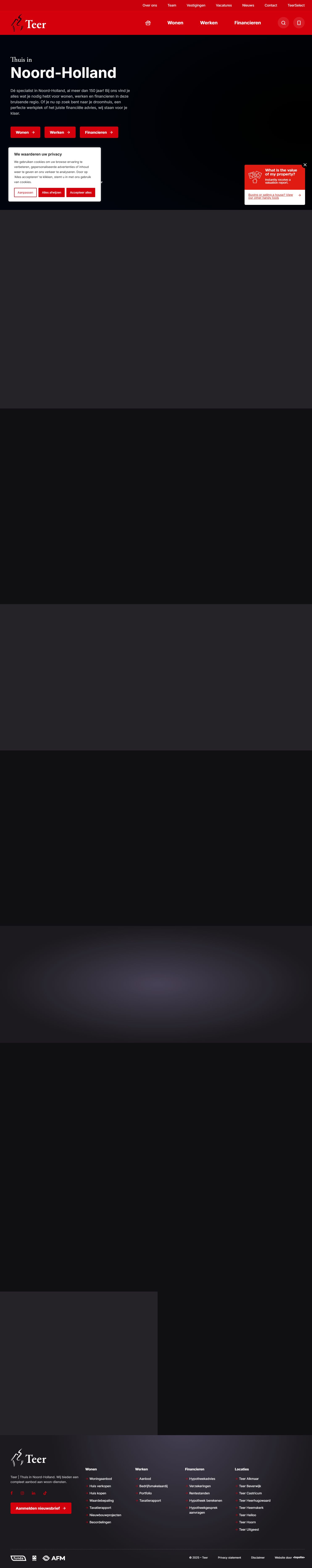 Screenshot van de website van www.teer.nl