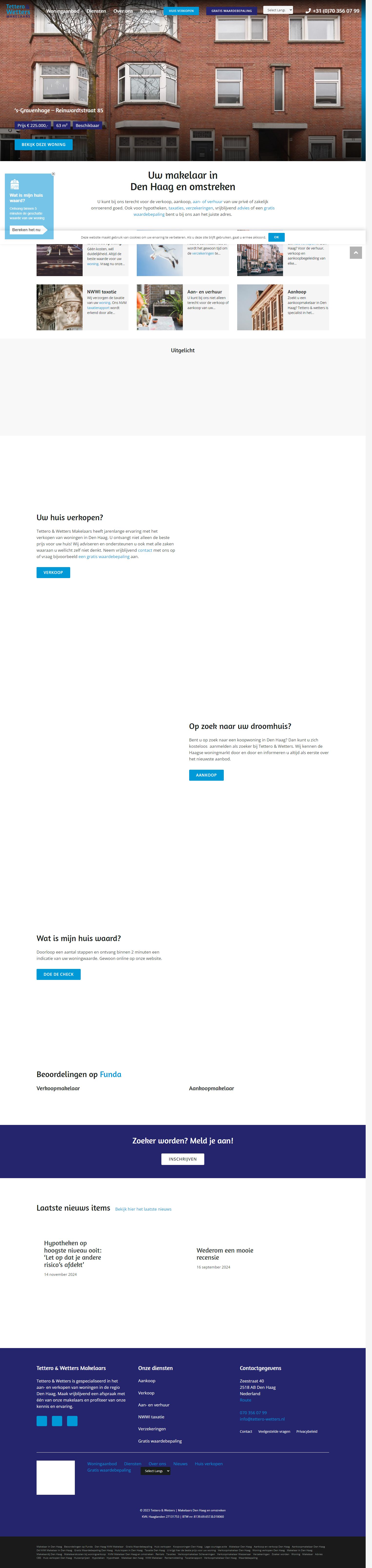 Screenshot van de website van www.tettero-wetters.nl