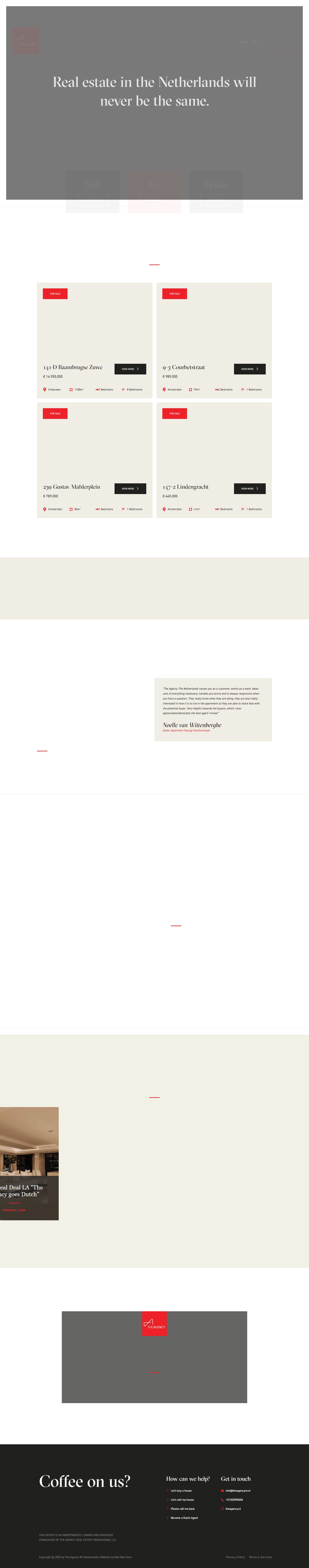 Screenshot van de website van www.theagencyre.nl