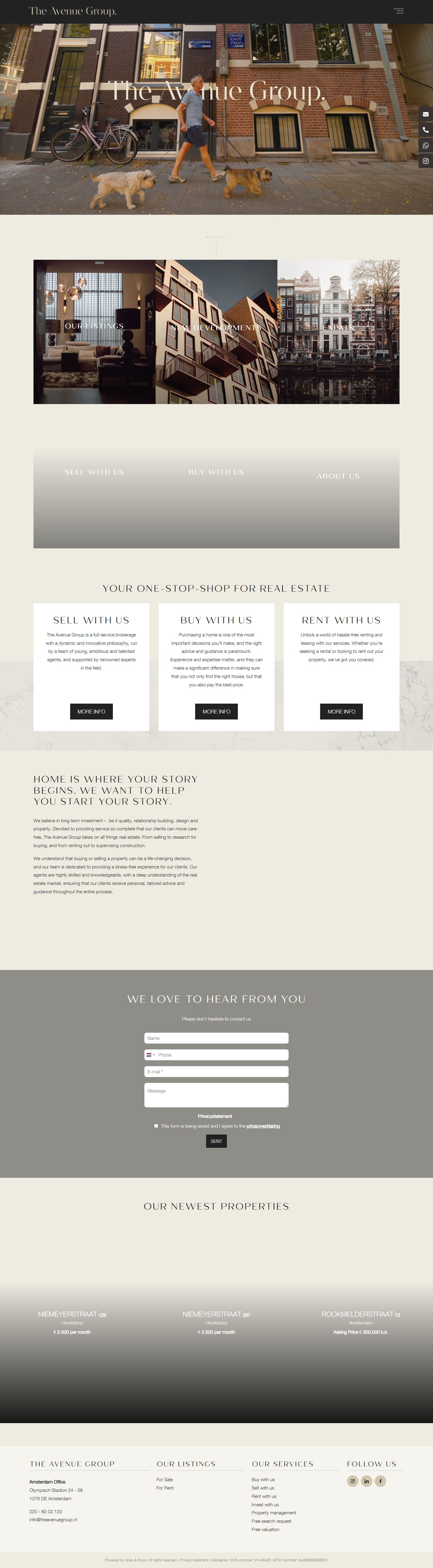 Screenshot van de website van theavenuegroup.nl