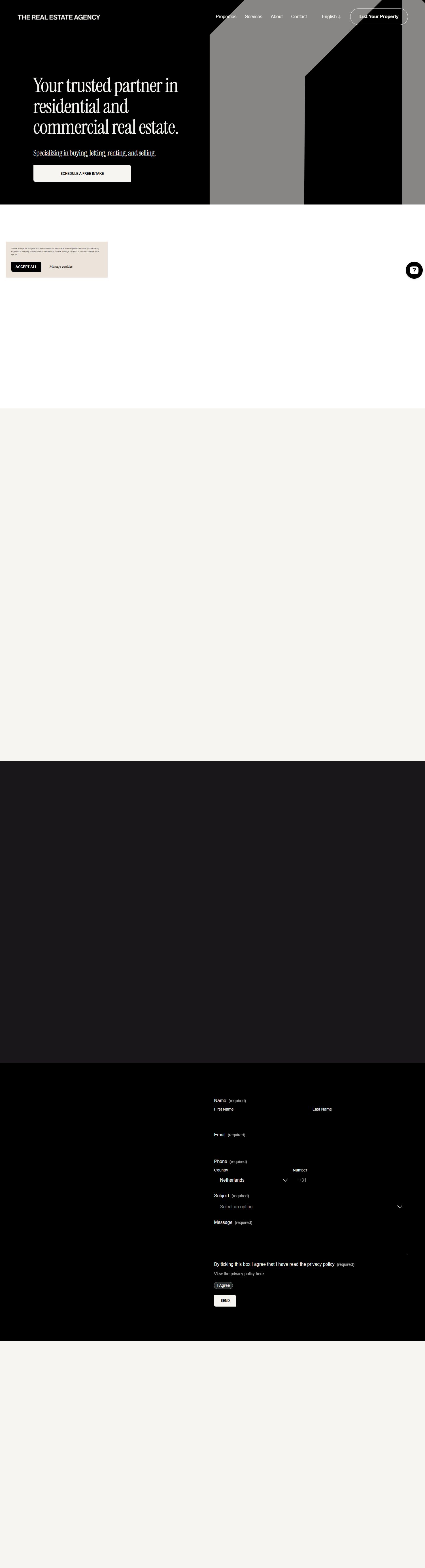 Screenshot van de website van www.therealestate-agency.nl