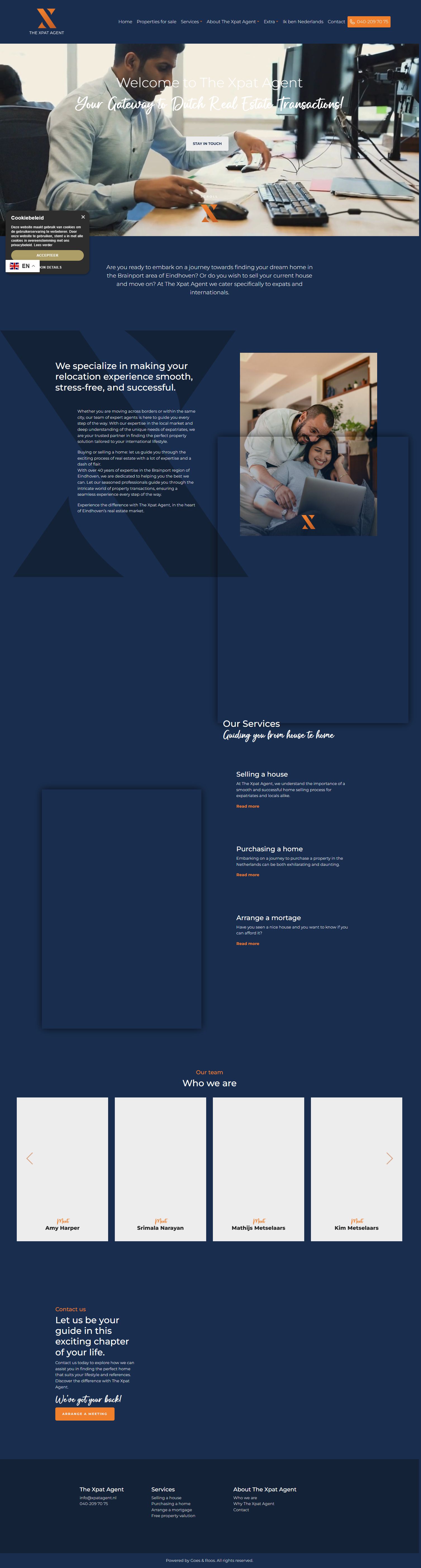 Screenshot van de website van www.xpatagent.nl