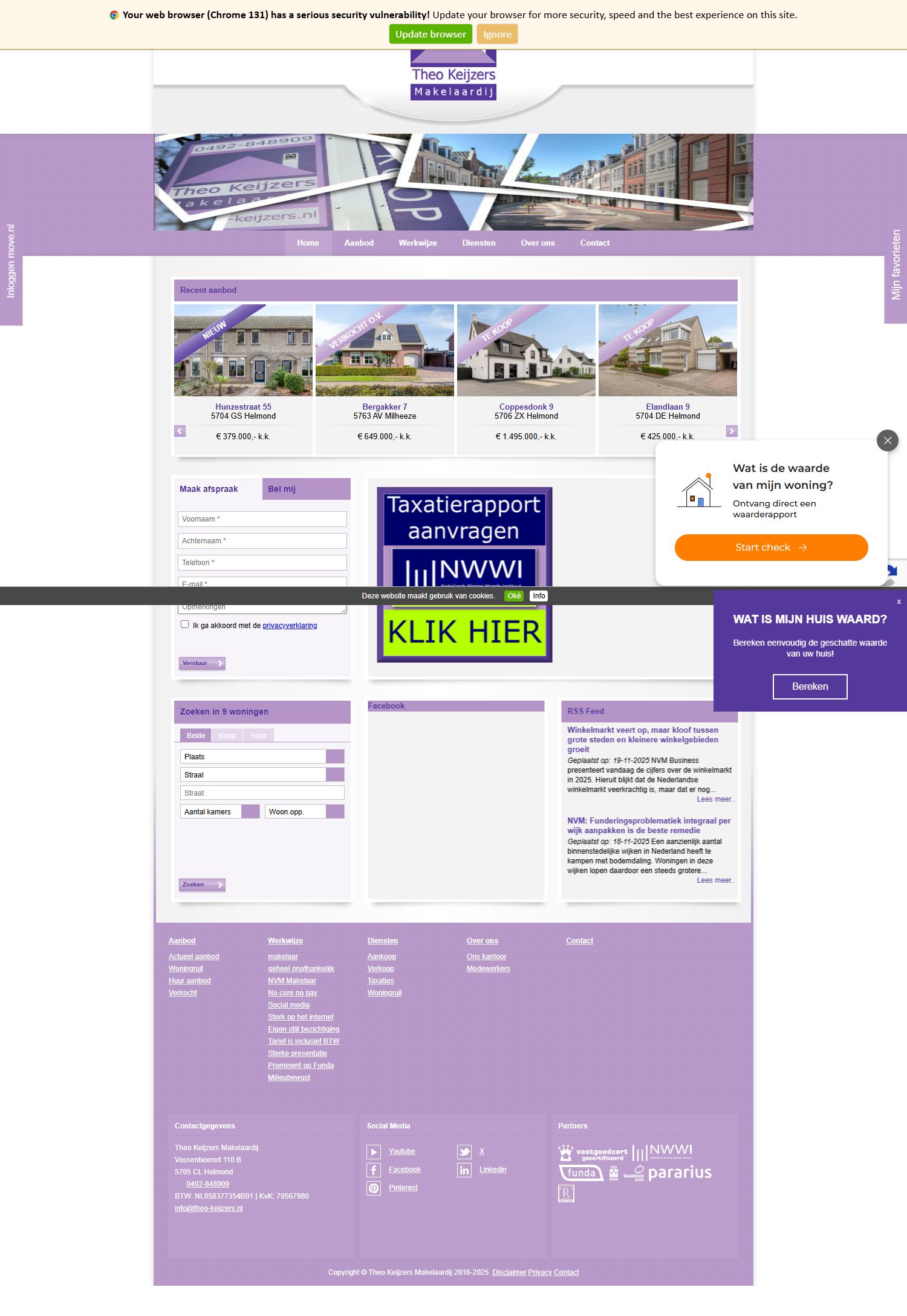 Screenshot van de website van www.theo-keijzers.nl