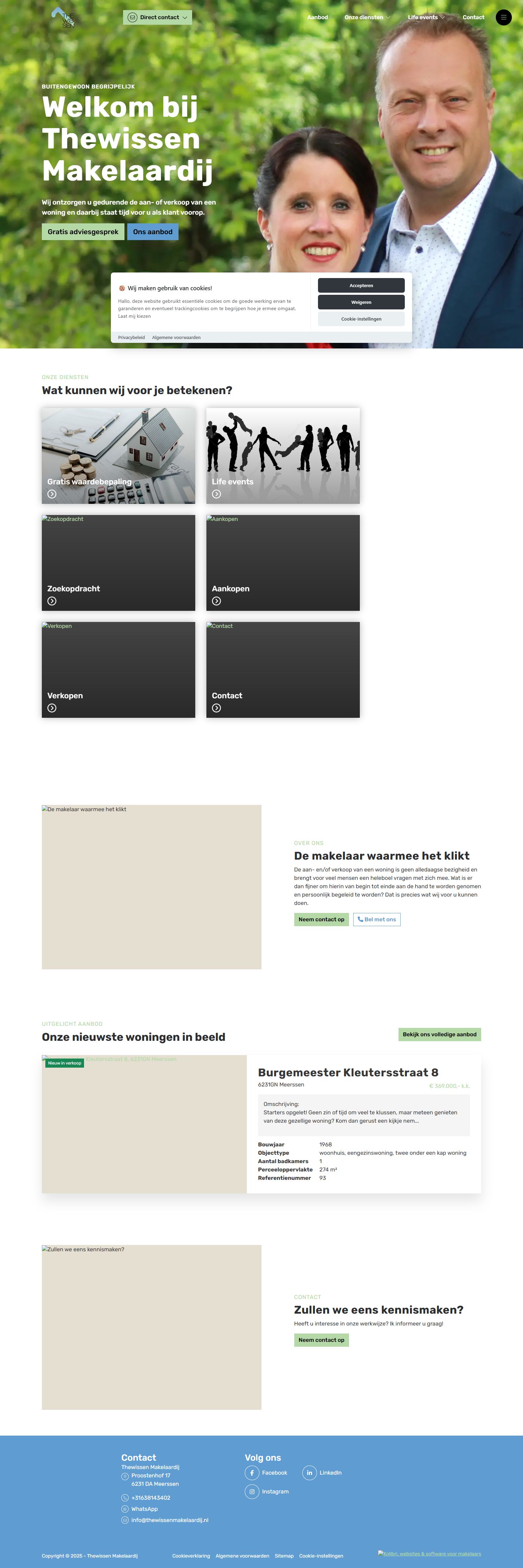 Screenshot van de website van www.thewissenmakelaardij.nl