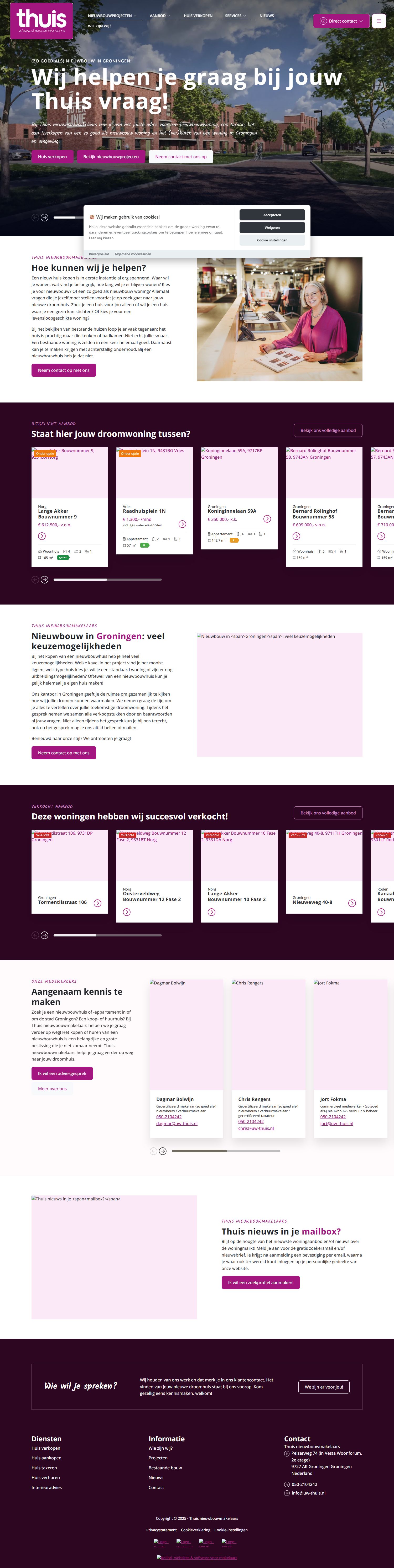 Screenshot van de website van www.uw-thuis.nl