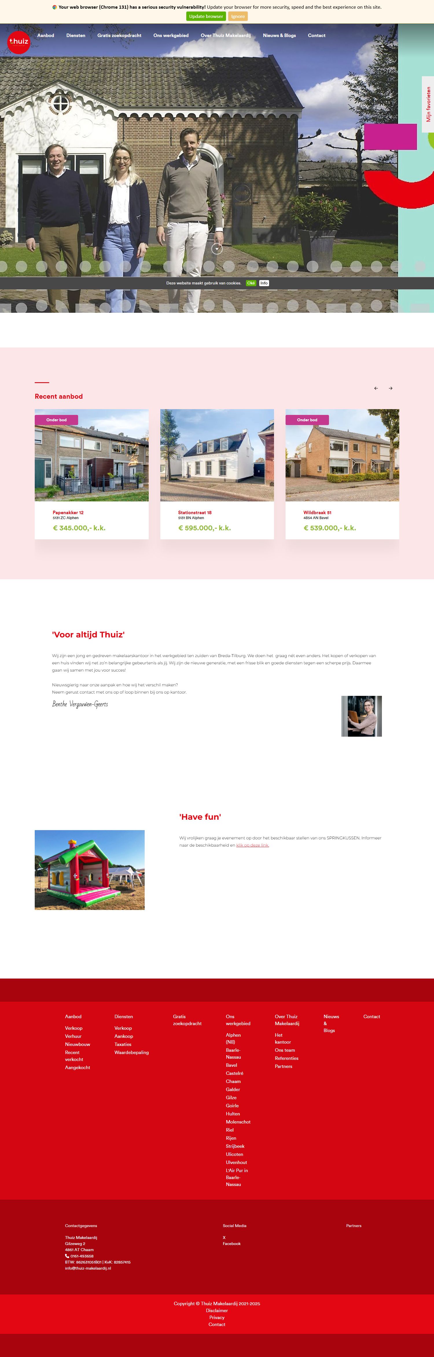 Screenshot van de website van www.thuiz-makelaardij.nl