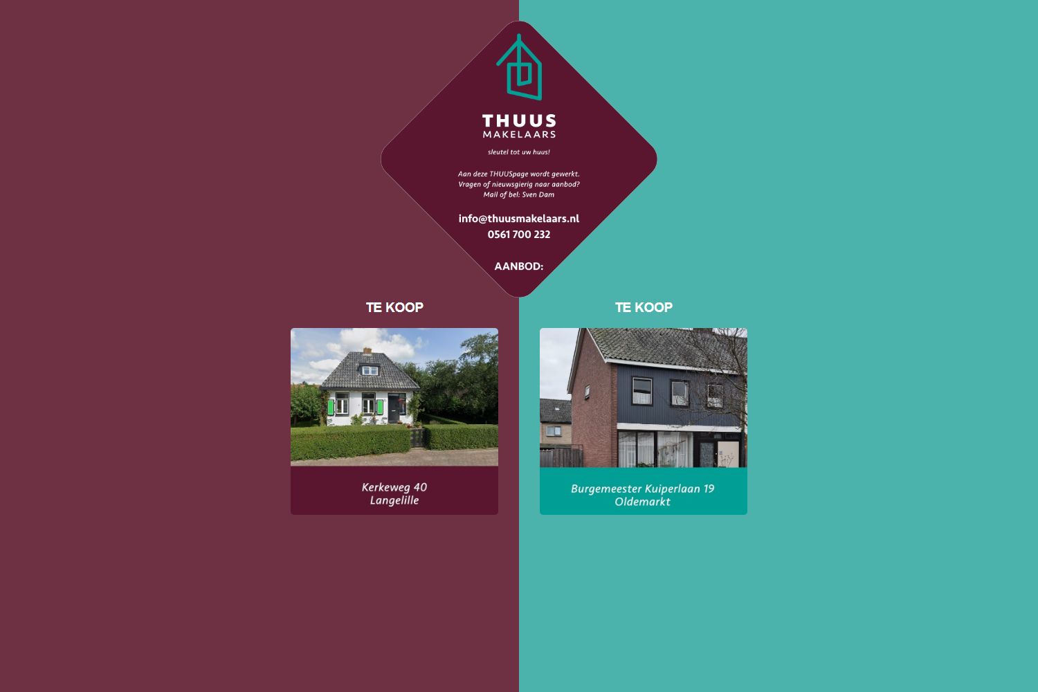 Screenshot van de website van www.thuusmakelaars.nl