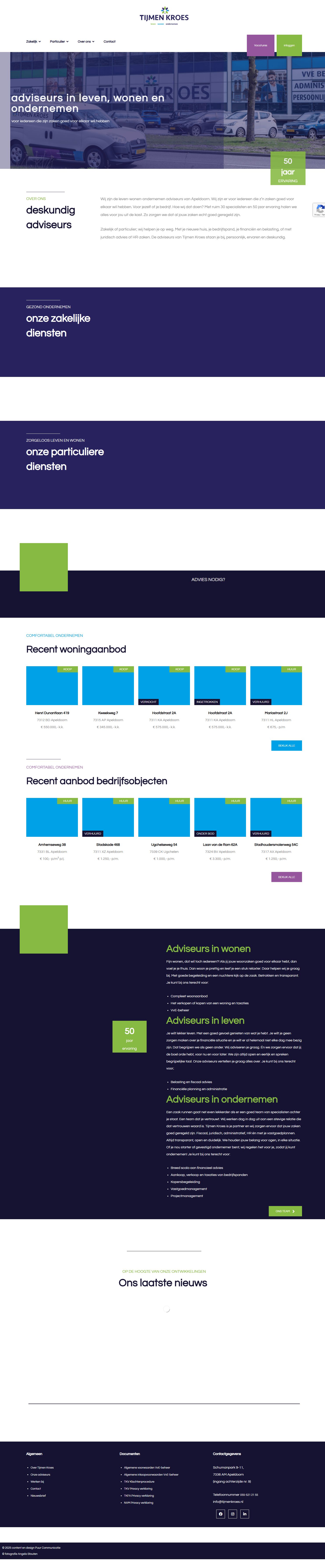 Screenshot van de website van www.tijmenkroes.nl