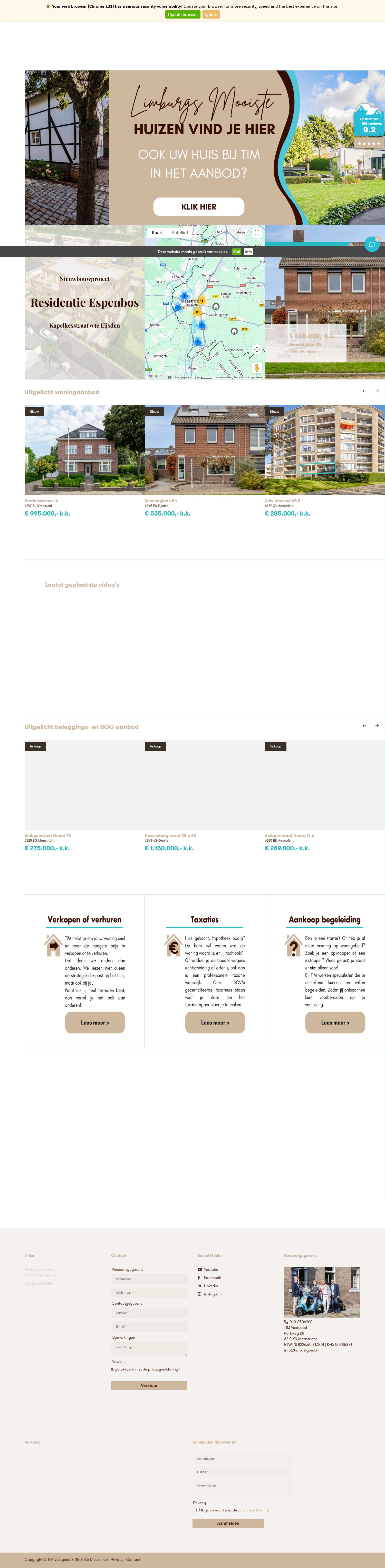 Screenshot van de website van www.timvastgoed.nl