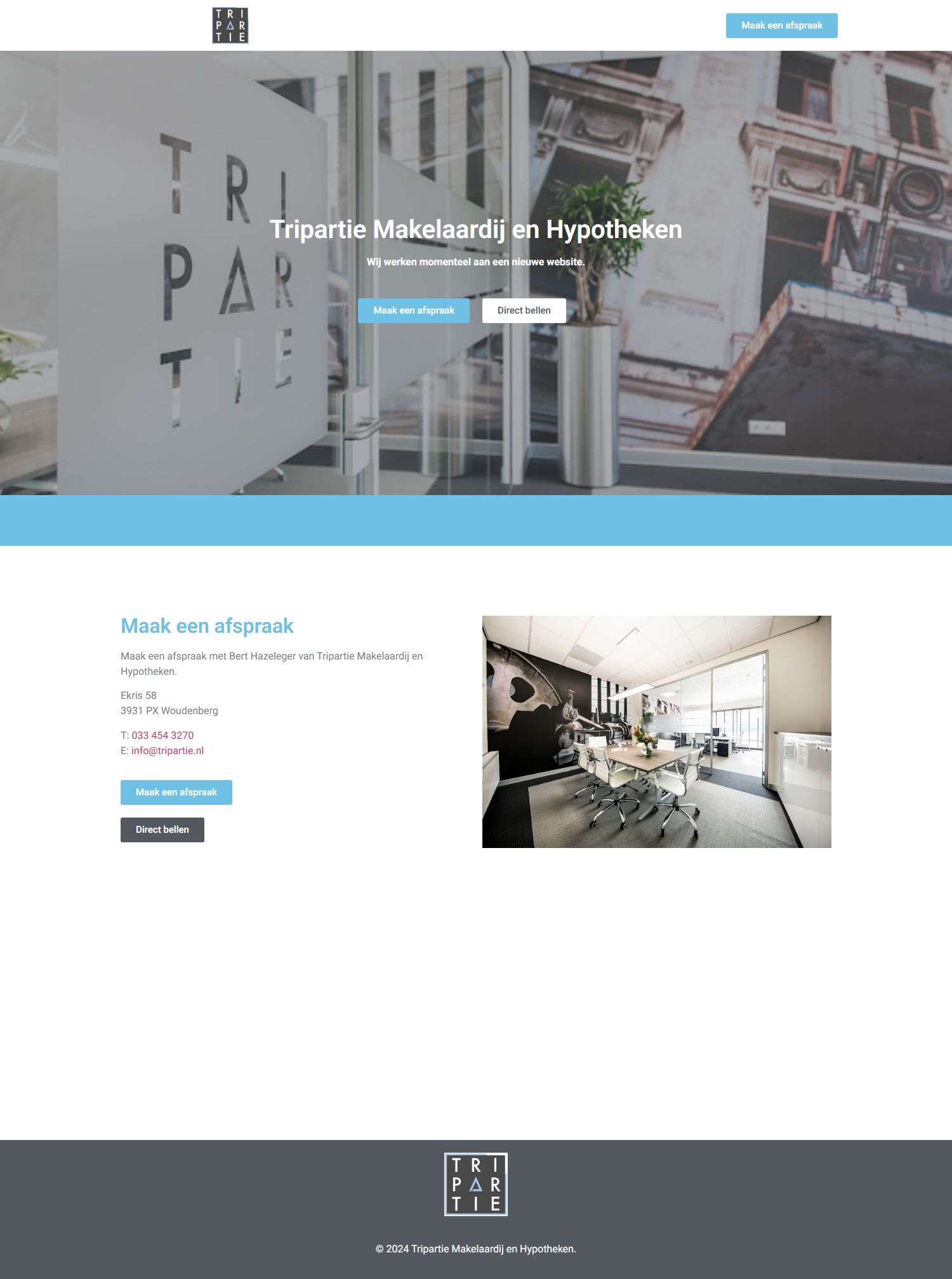 Screenshot van de website van www.tripartie.nl
