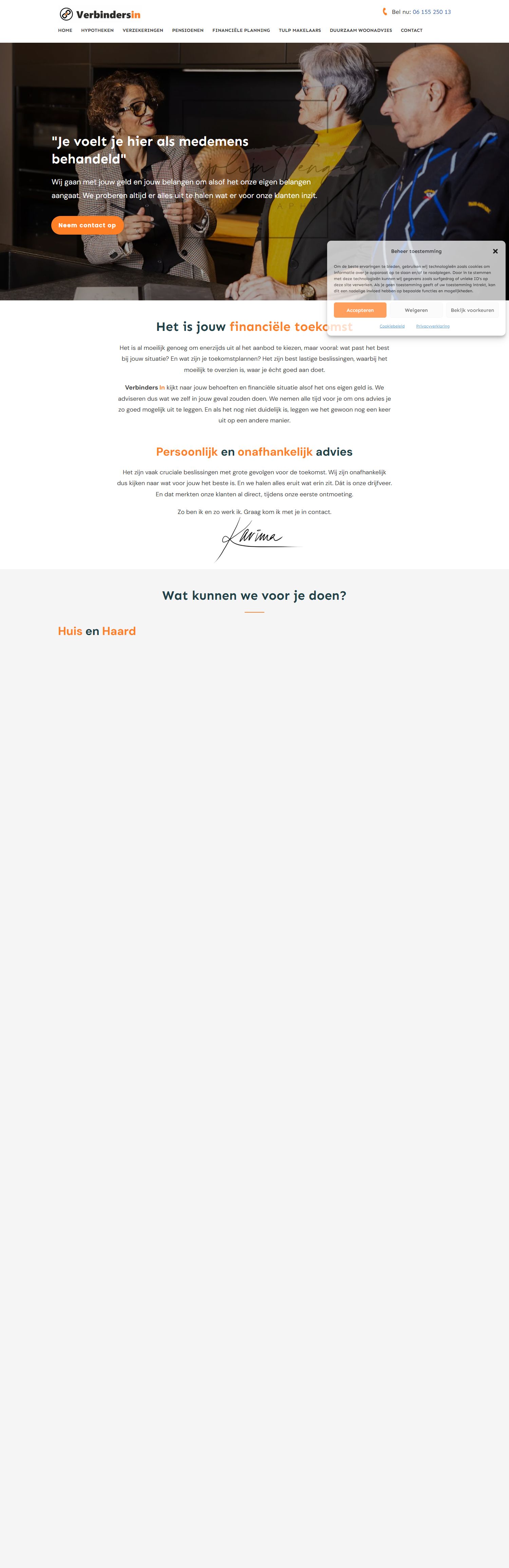 Screenshot van de website van www.verbindersin.nl