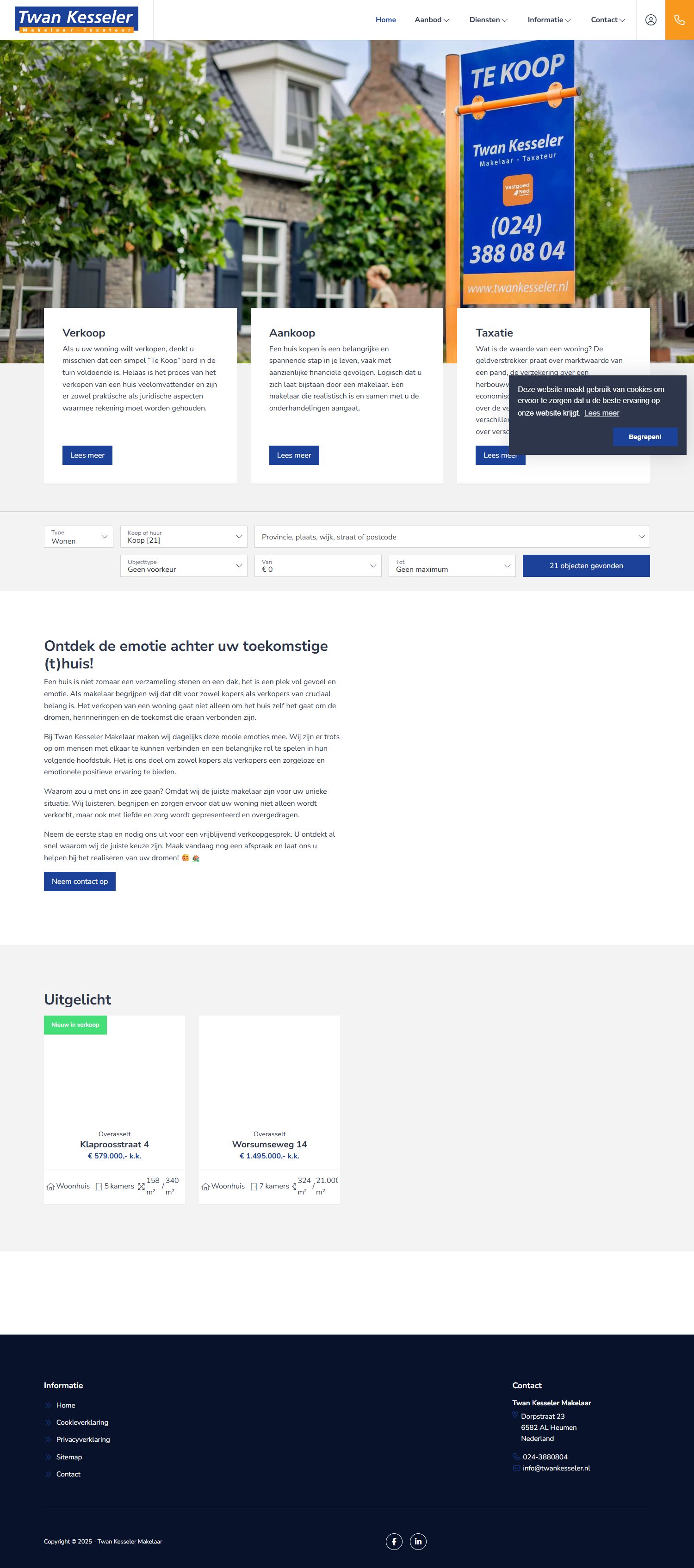 Screenshot van de website van www.twankesseler.nl